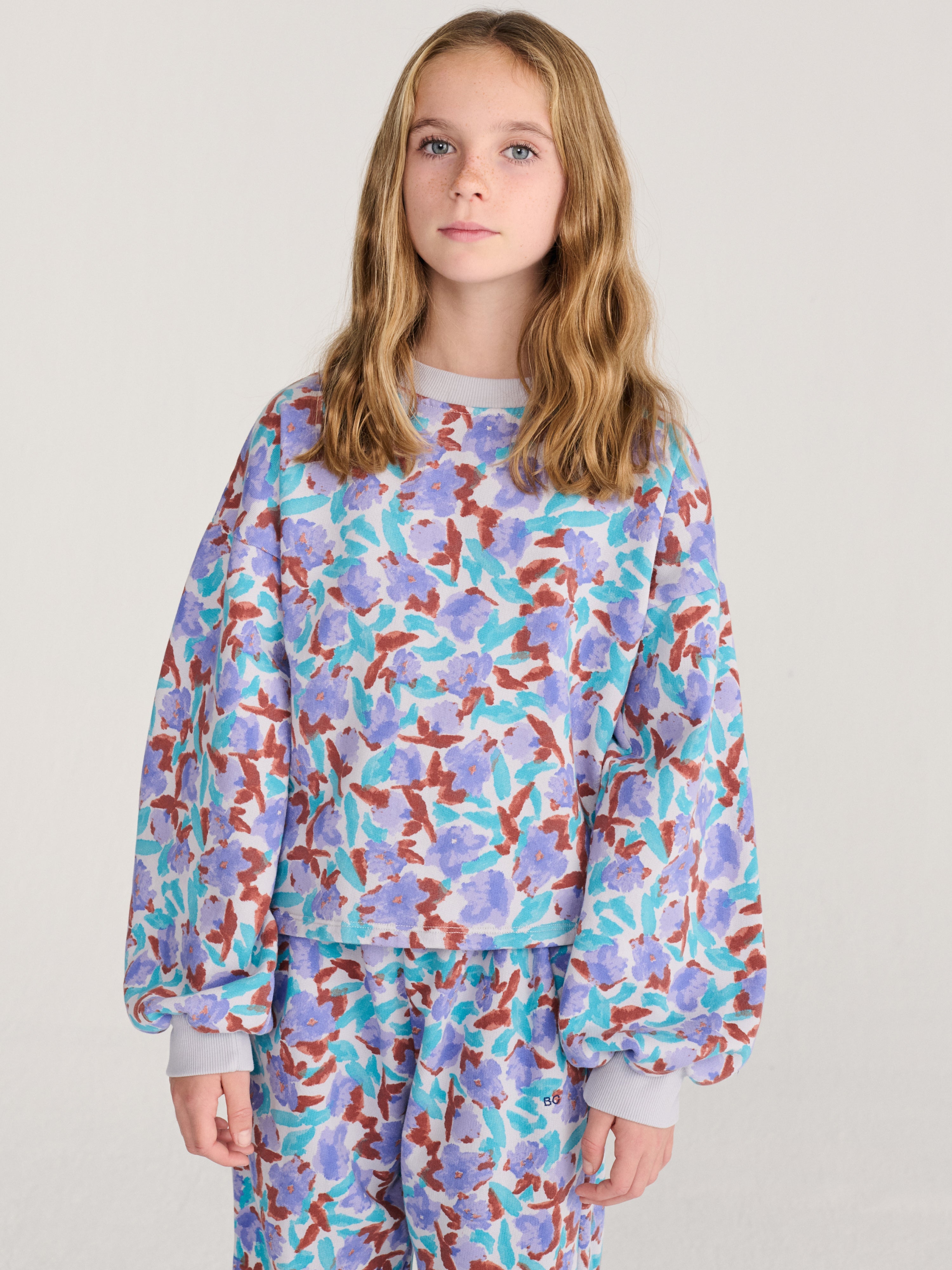 Long-sleeve T-shirt, watercolor / All-over watercolor cropped sweatshirt, lavender