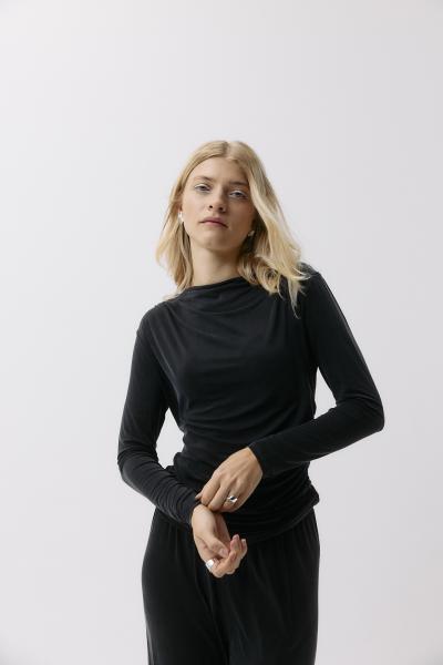 Langarmshirt Cupro Draped Graphite