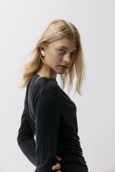 Langarmshirt Cupro Draped Graphite