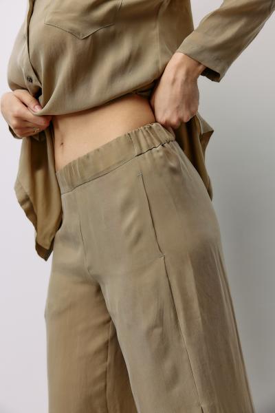 Pantalon de loisirs en cupro tissé, couleur coriandre