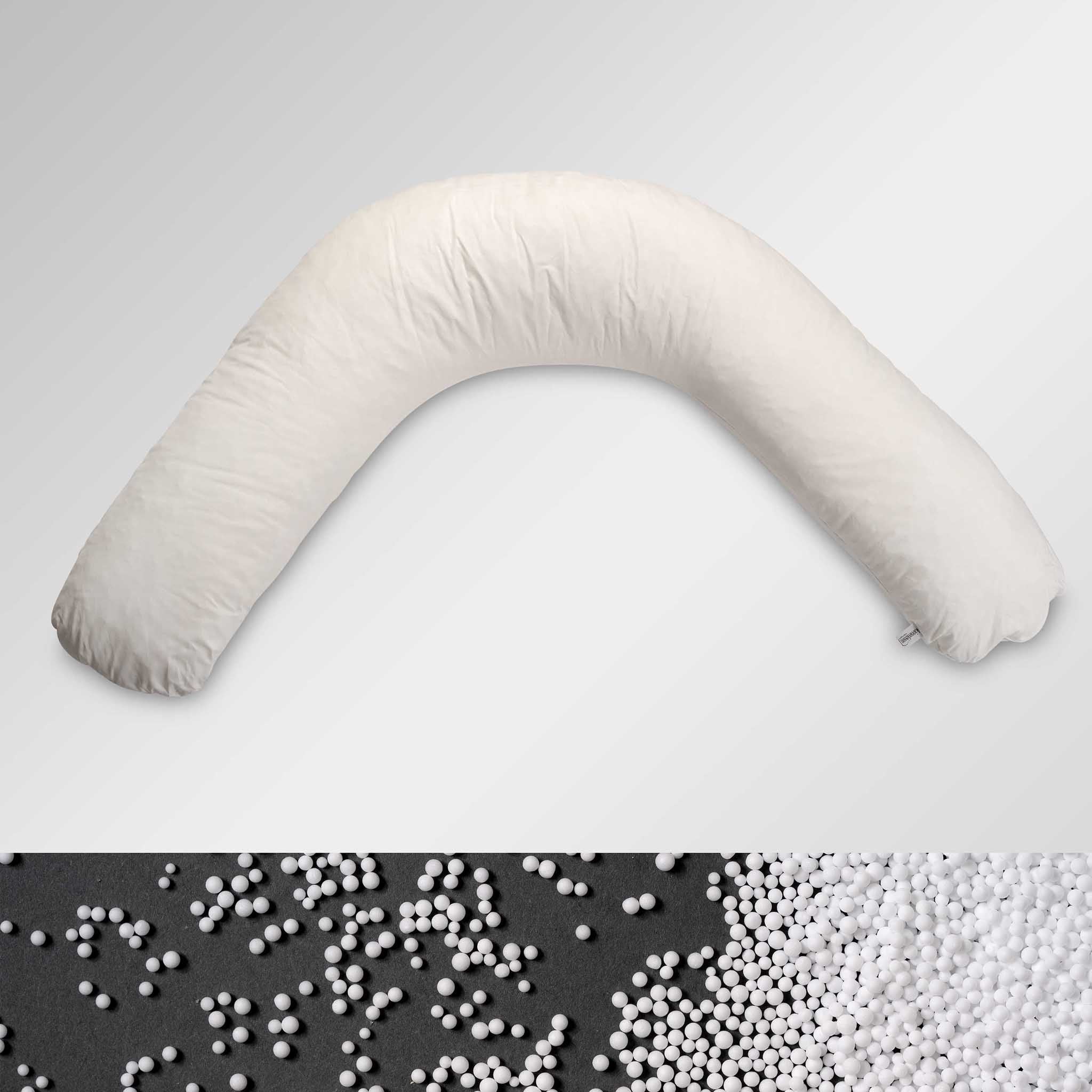 Baby positioning cushion, filled with polystyrene beads