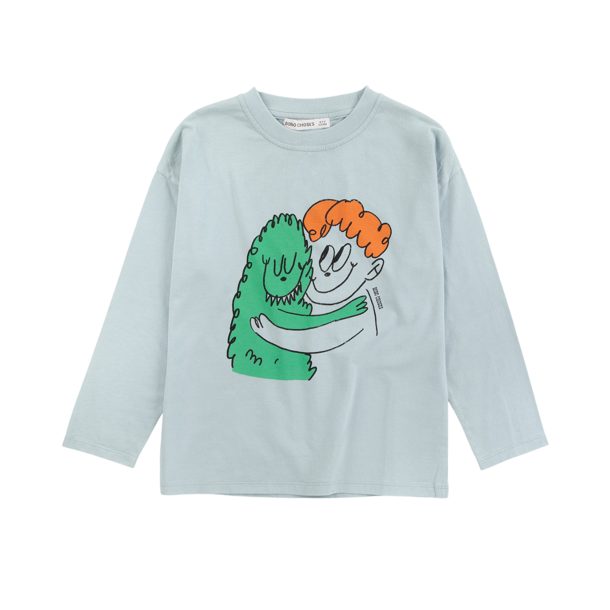 T-shirt à manches longues Hug Hairy Monster bleu clair / T-shirt Hug Hairy Monster