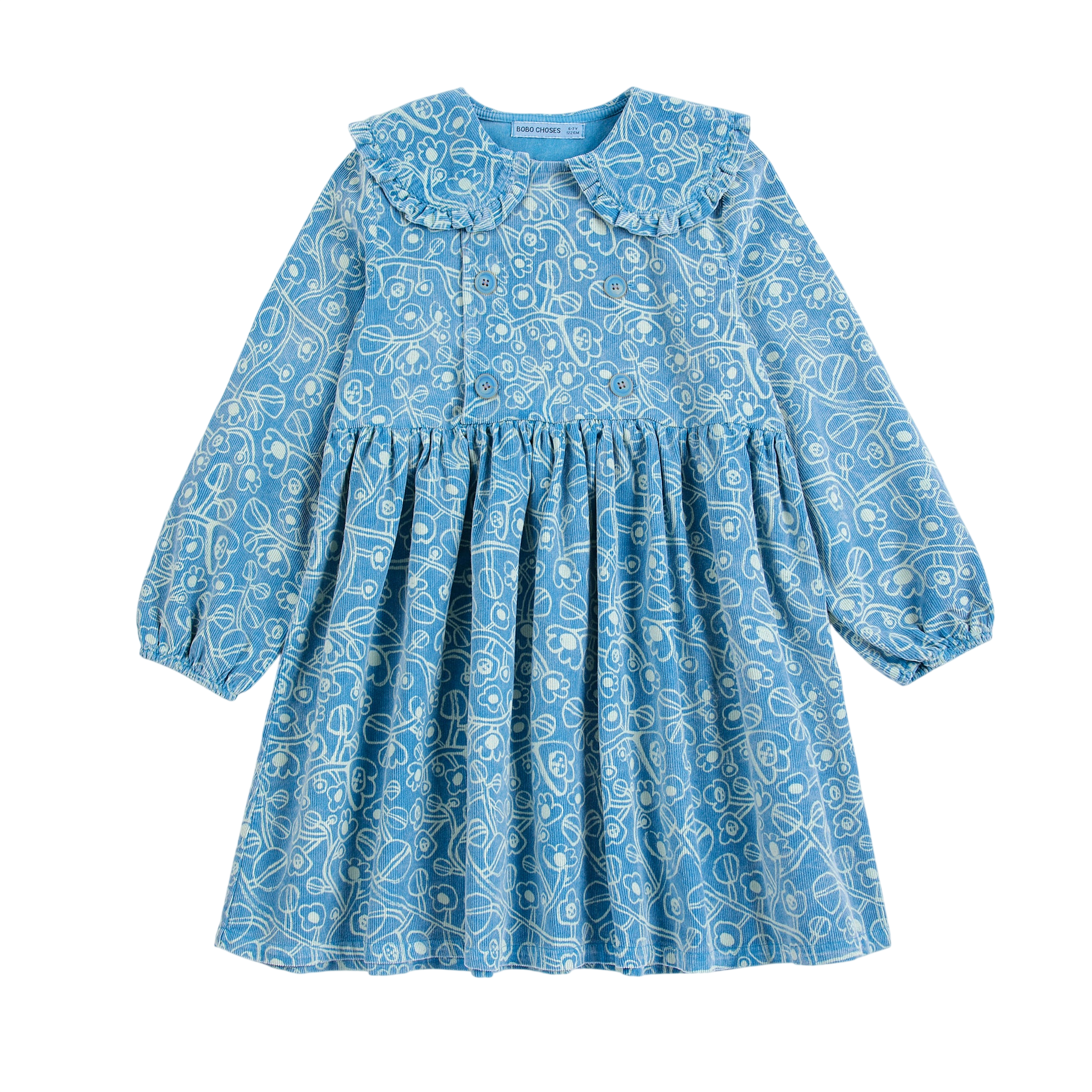 Robe « Sketchy Flowers » à motifs sur toute la surface, bleue