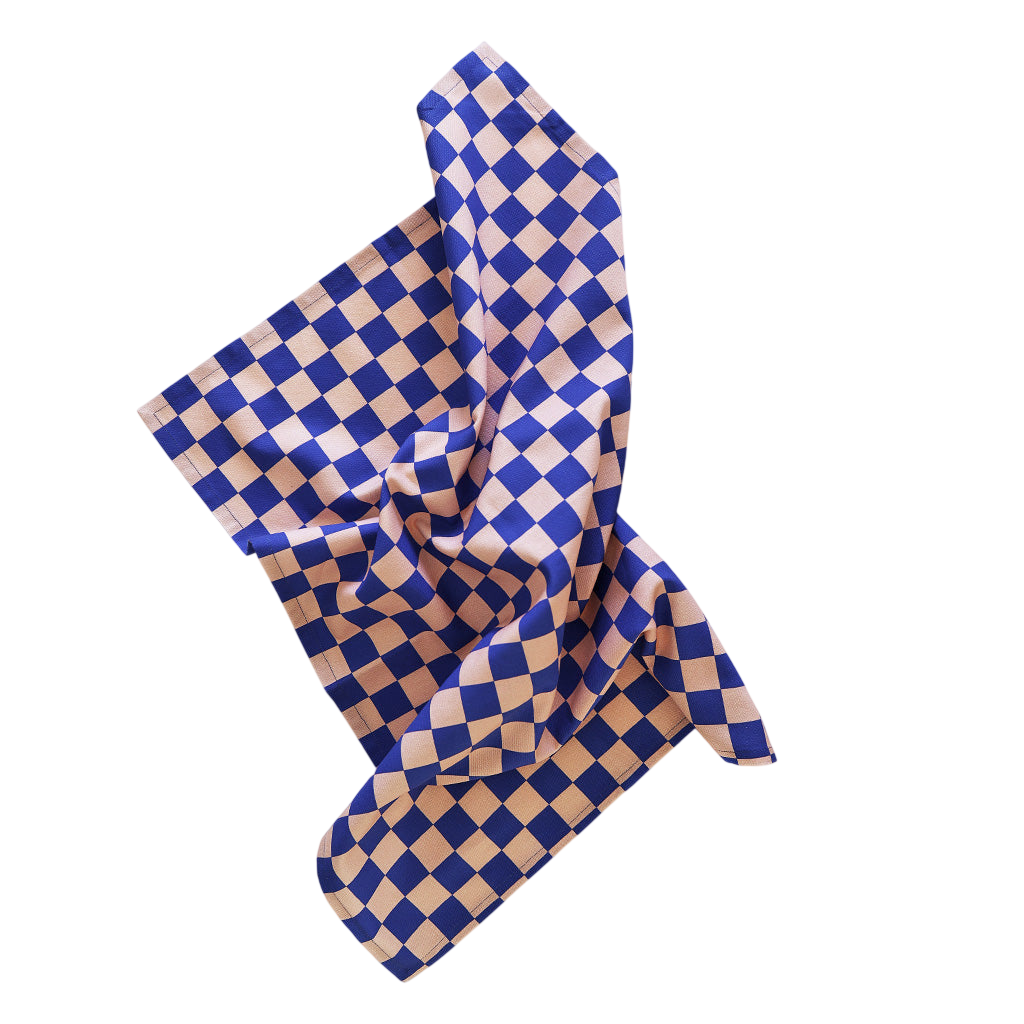 Torchon imprimé « Check Rose Blue multi »