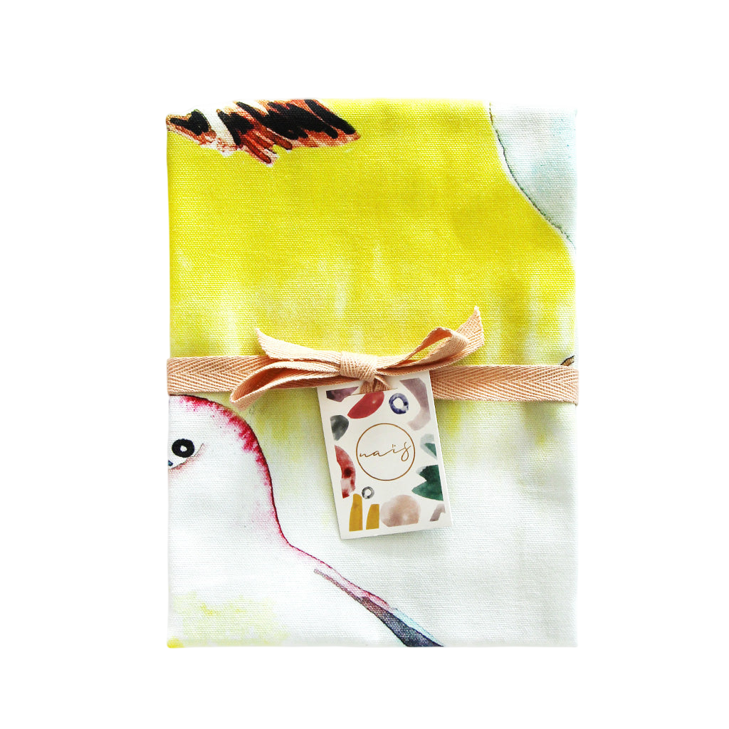 Torchon imprimé « Yellow Birds multi »