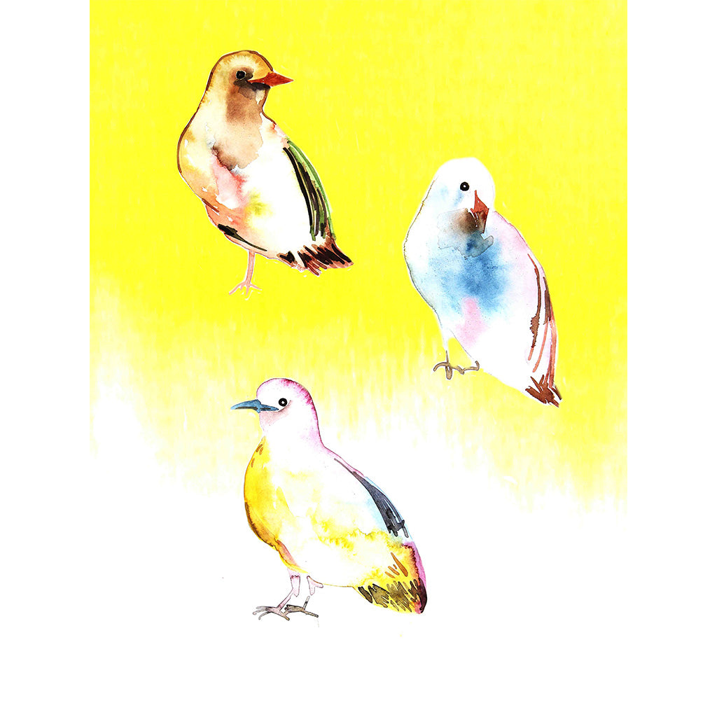 Torchon imprimé « Yellow Birds multi »