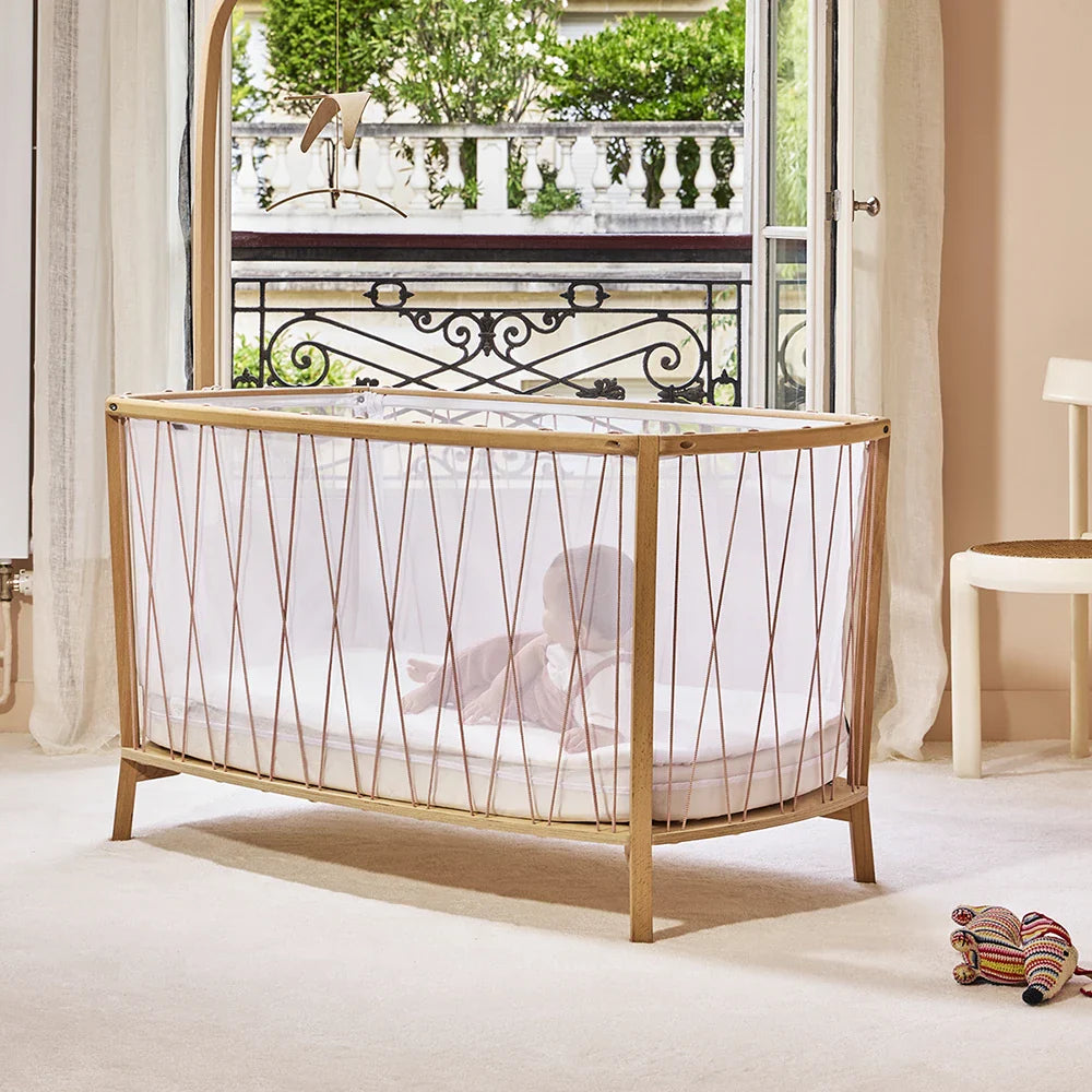 Lit bébé KIMI Kit 120 avec matelas et surmatelas Bois de Rose
