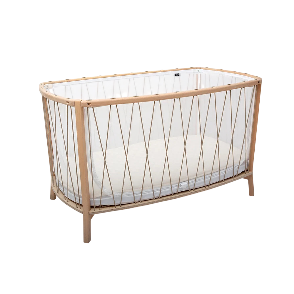 Lit bébé KIMI Kit 120 avec matelas et surmatelas Hazelnut