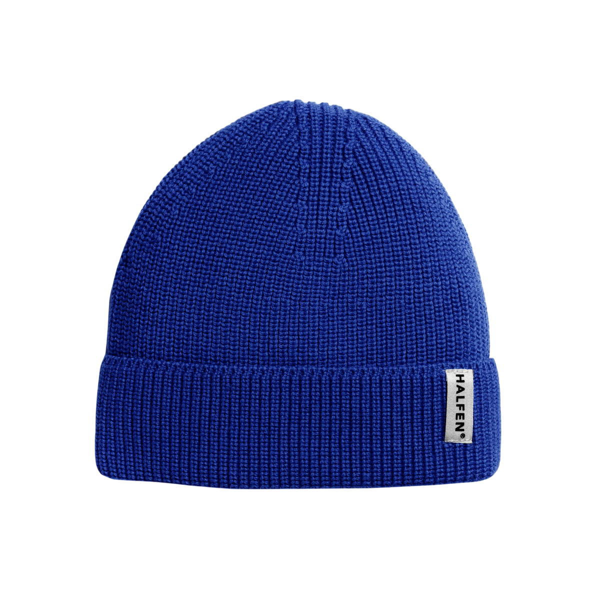 Adult Mütze Strick Merinowolle Royal blue