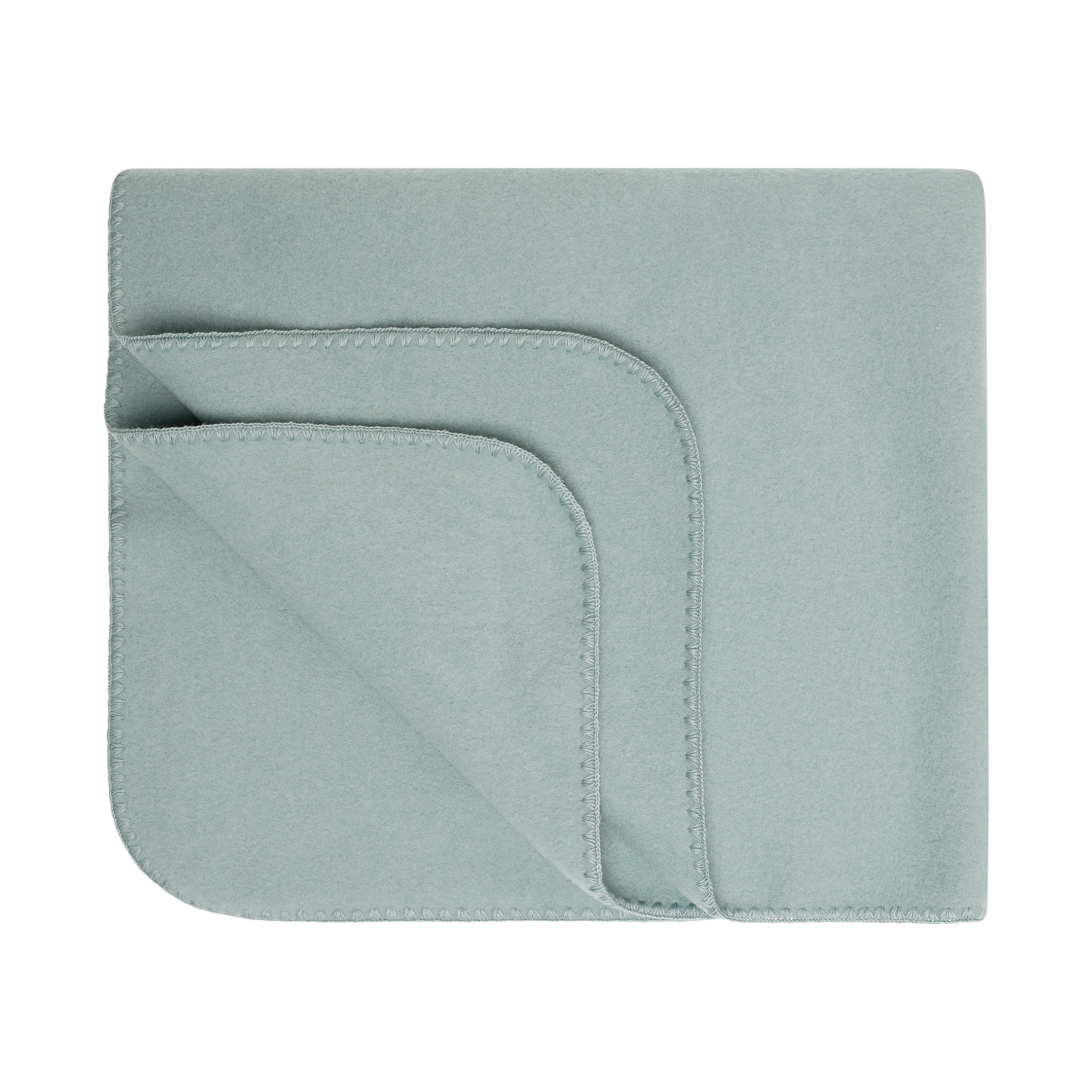 Couverture pour bébé à bordure festonnée, bleu montagne chiné