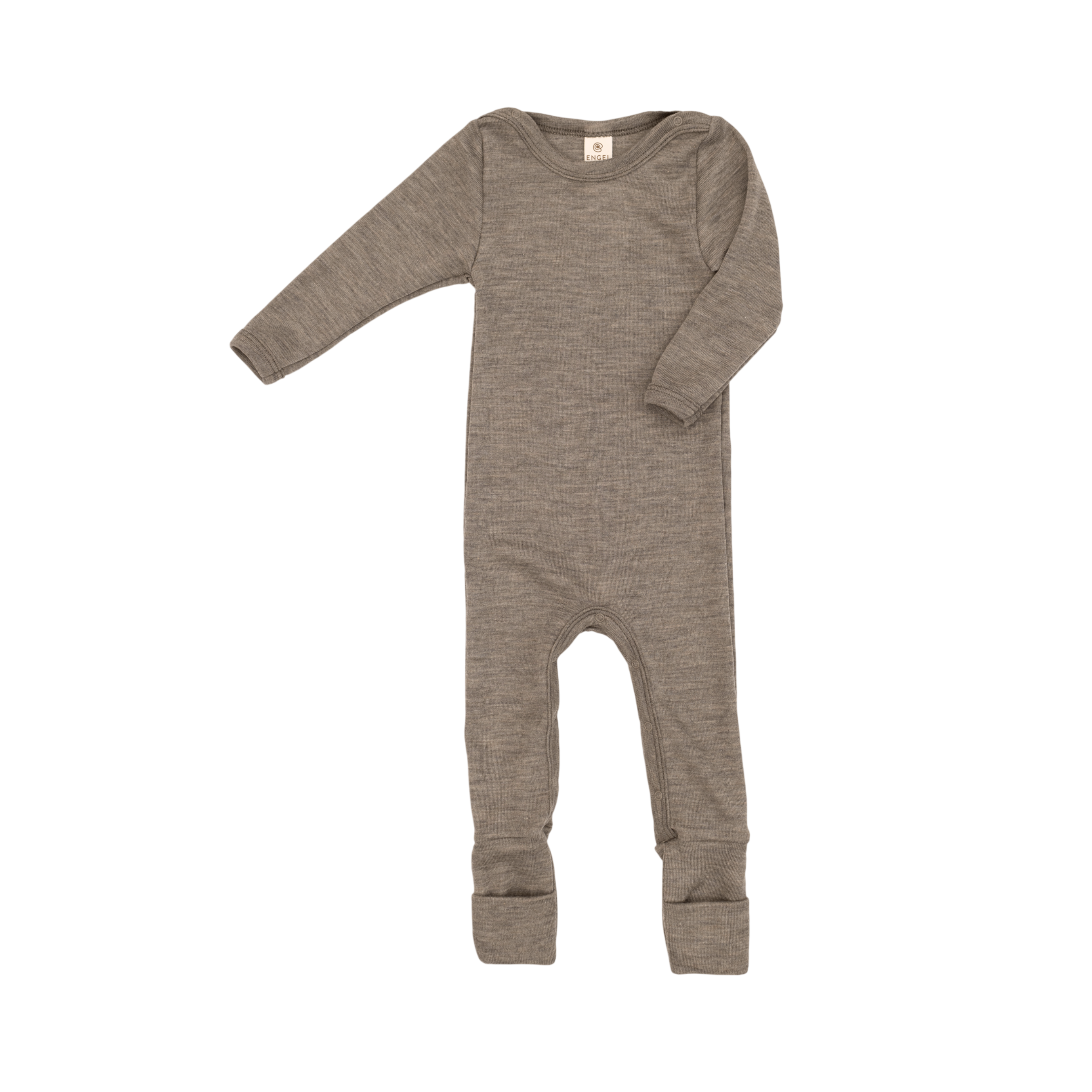 Grenouillère pour bébé en laine vierge certifiée GOTS, couleur noyer