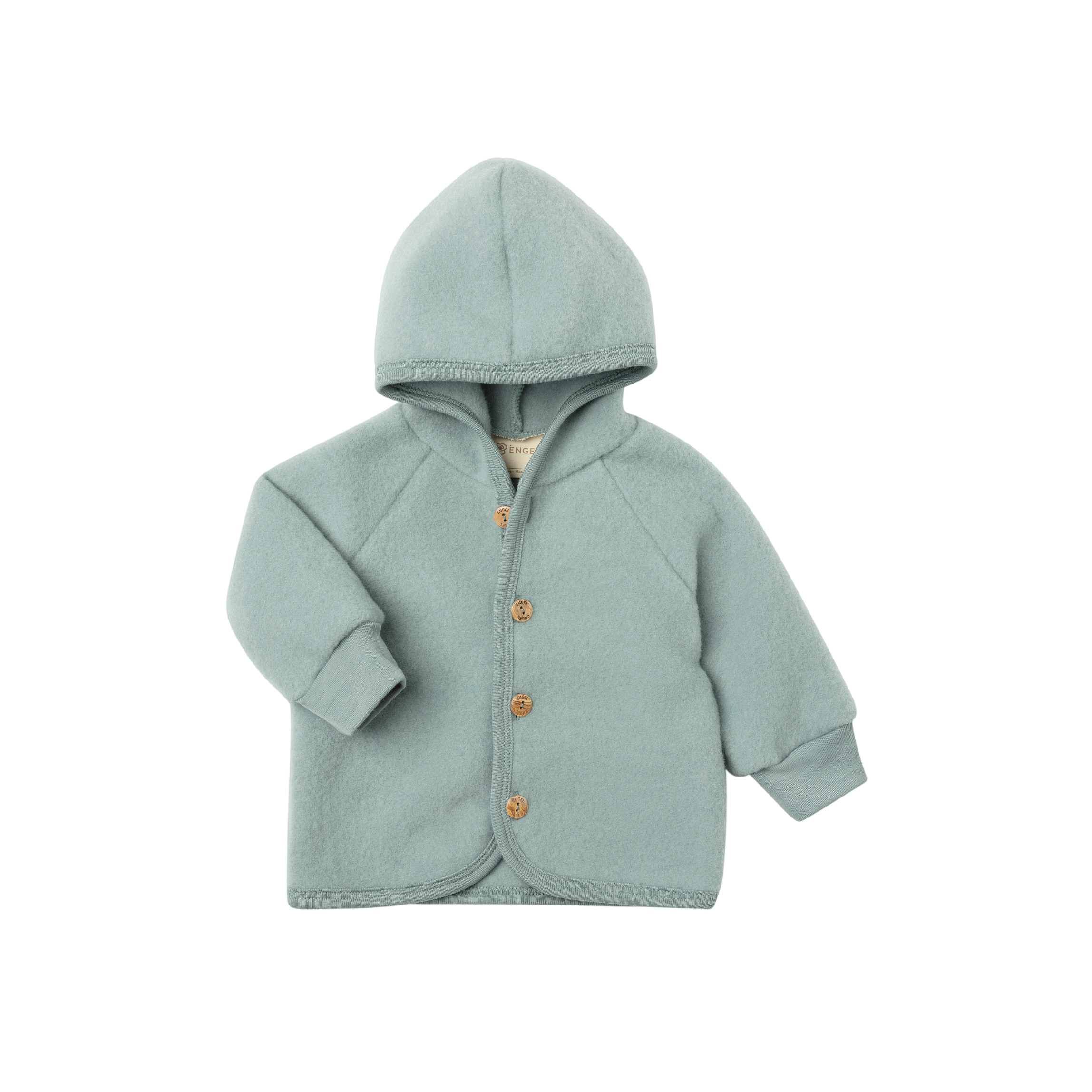 Veste à capuche en laine vierge, bleu montagne chiné