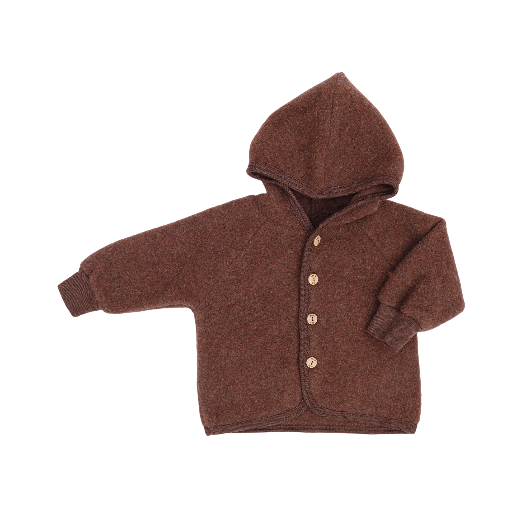 Veste à capuche en laine vierge, couleur cannelle chinée