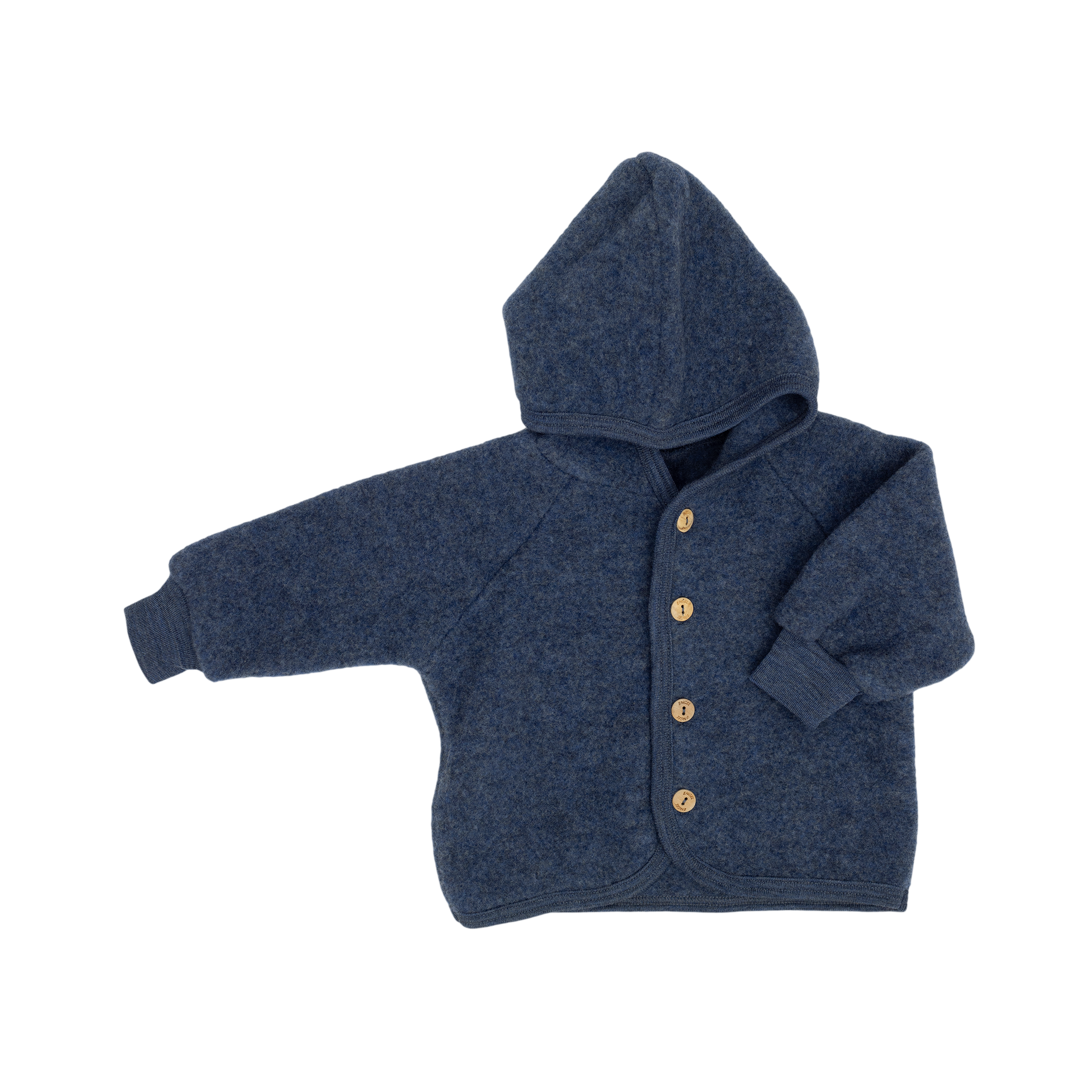 Veste à capuche en laine vierge, bleu chiné