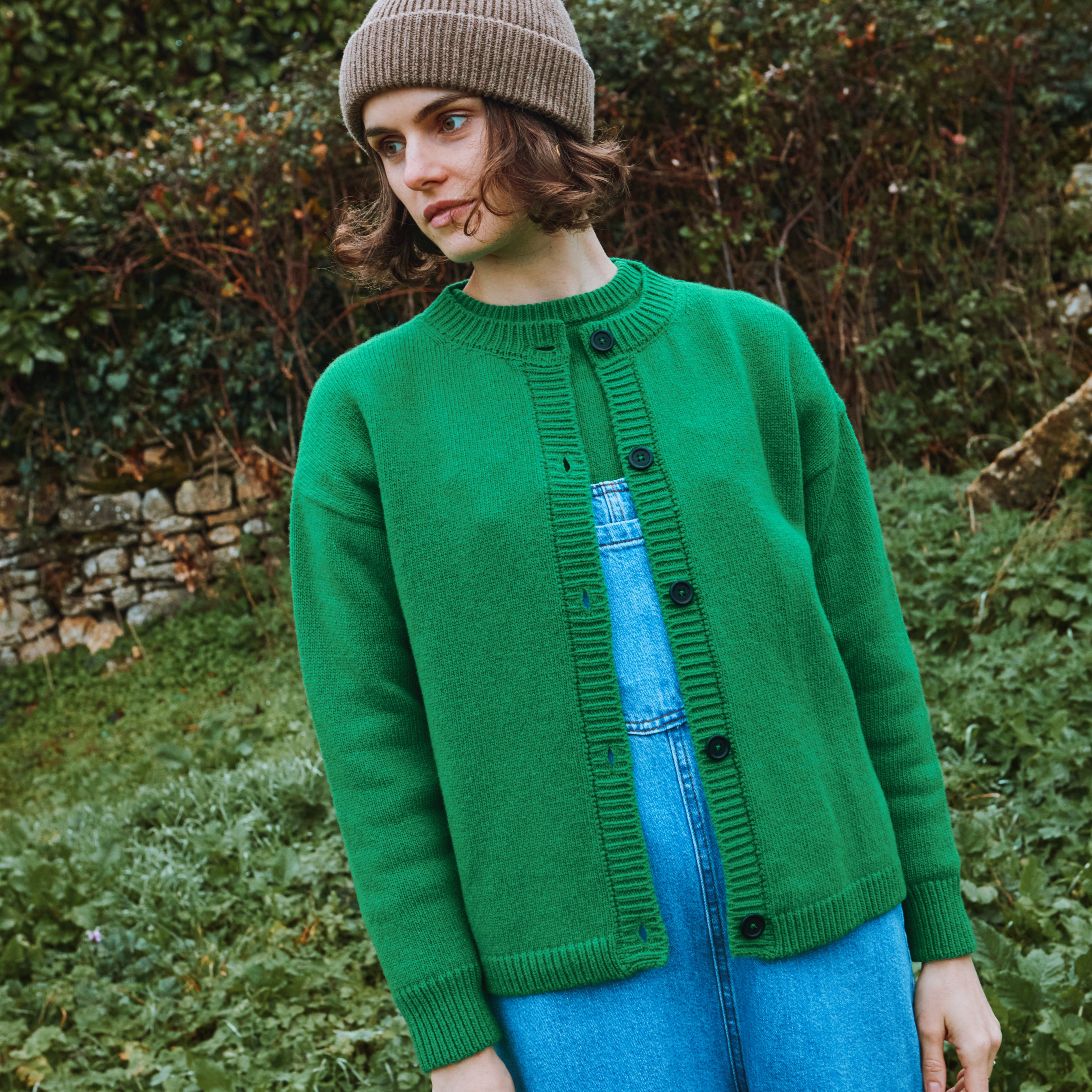 Adult Strickjacke Petale Emerald Green