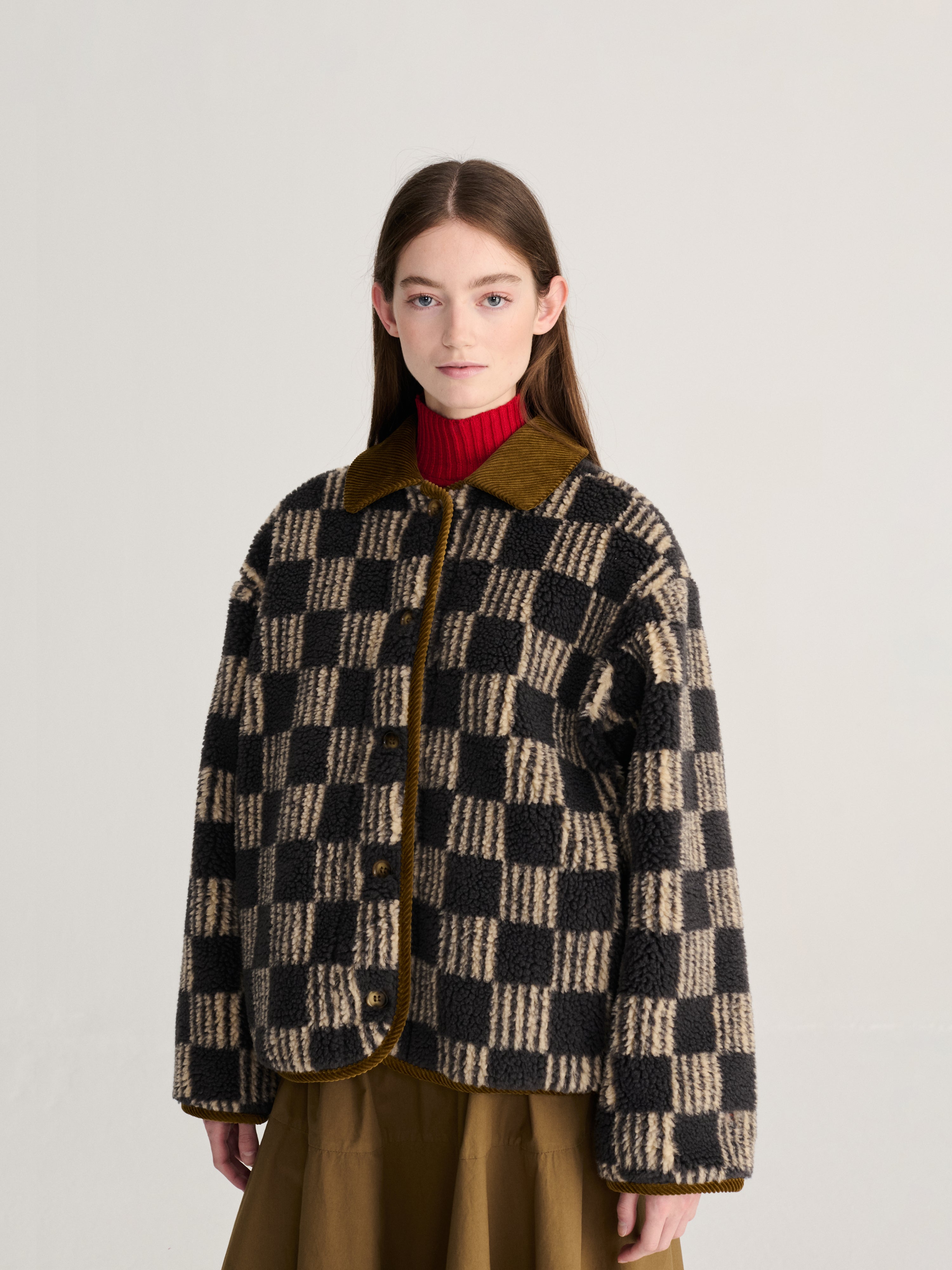 Adult Jacket, Almost Moiré Sherpa, All Over, Beige