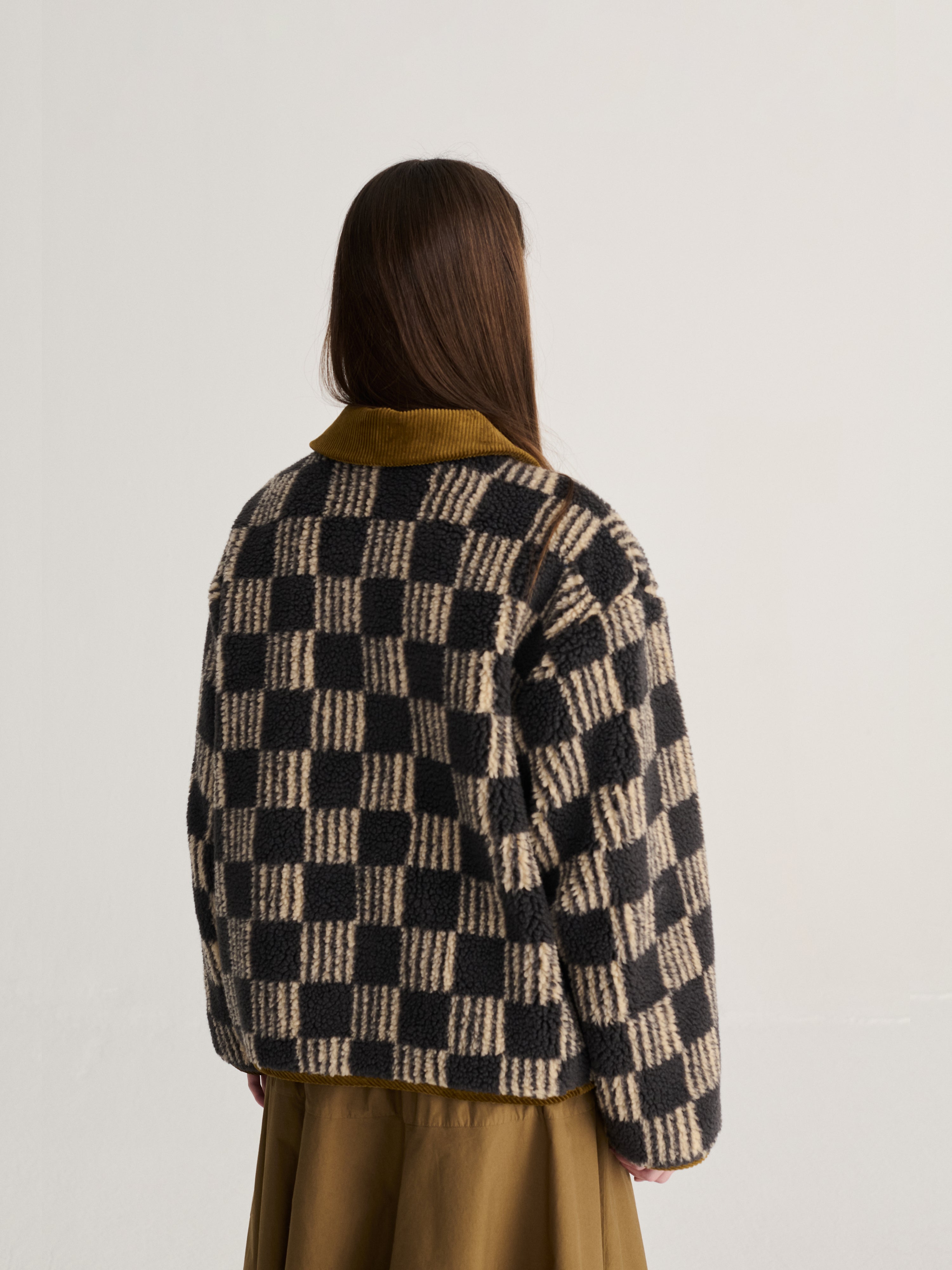 Adult Jacket, Almost Moiré Sherpa, All Over, Beige