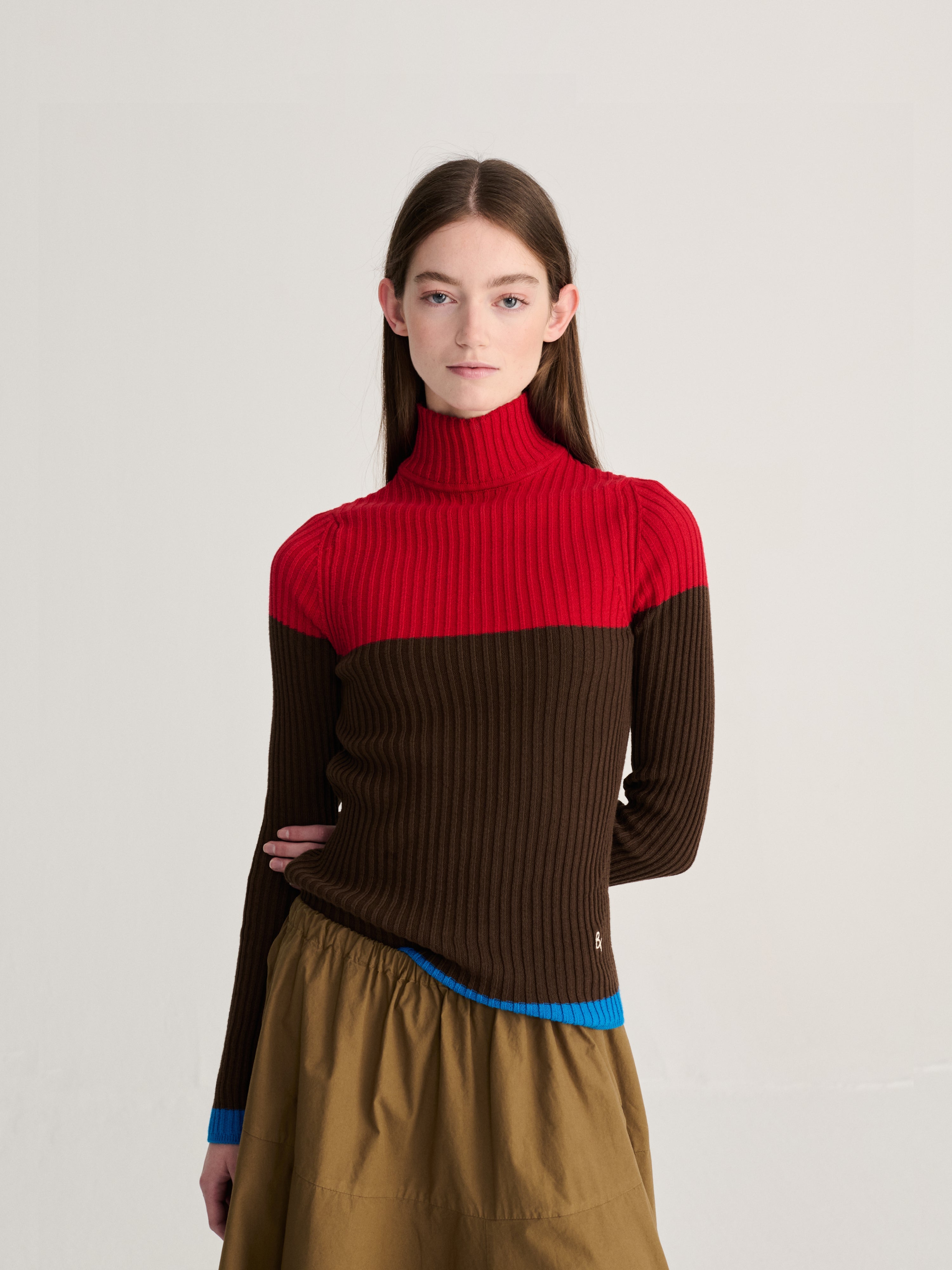 Adult Pullover Color Block Dark Brown