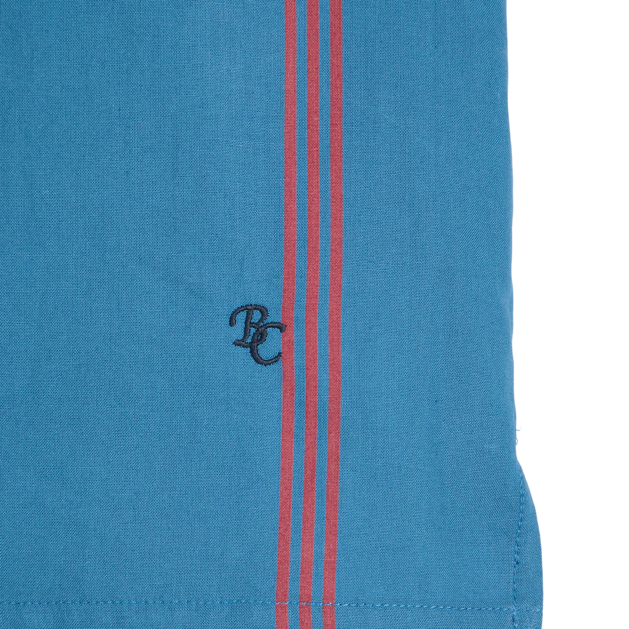 Adult All-Over Poplin T-Shirt, Prussian Blue / Adult All-Over Poplin Shirt with Triple Stripes, Prussian Blue