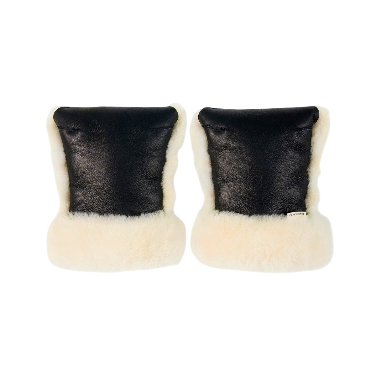 Binibamba Kinderwagenhandschuhe Schaffell Noir + Milk