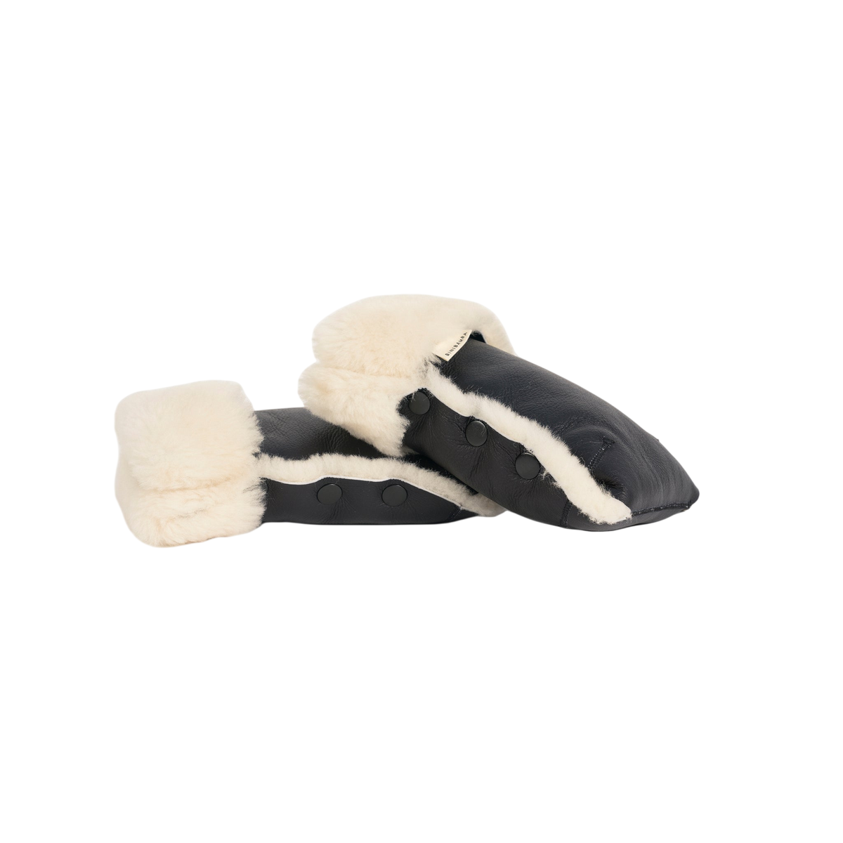 Binibamba Kinderwagenhandschuhe Schaffell Noir + Milk