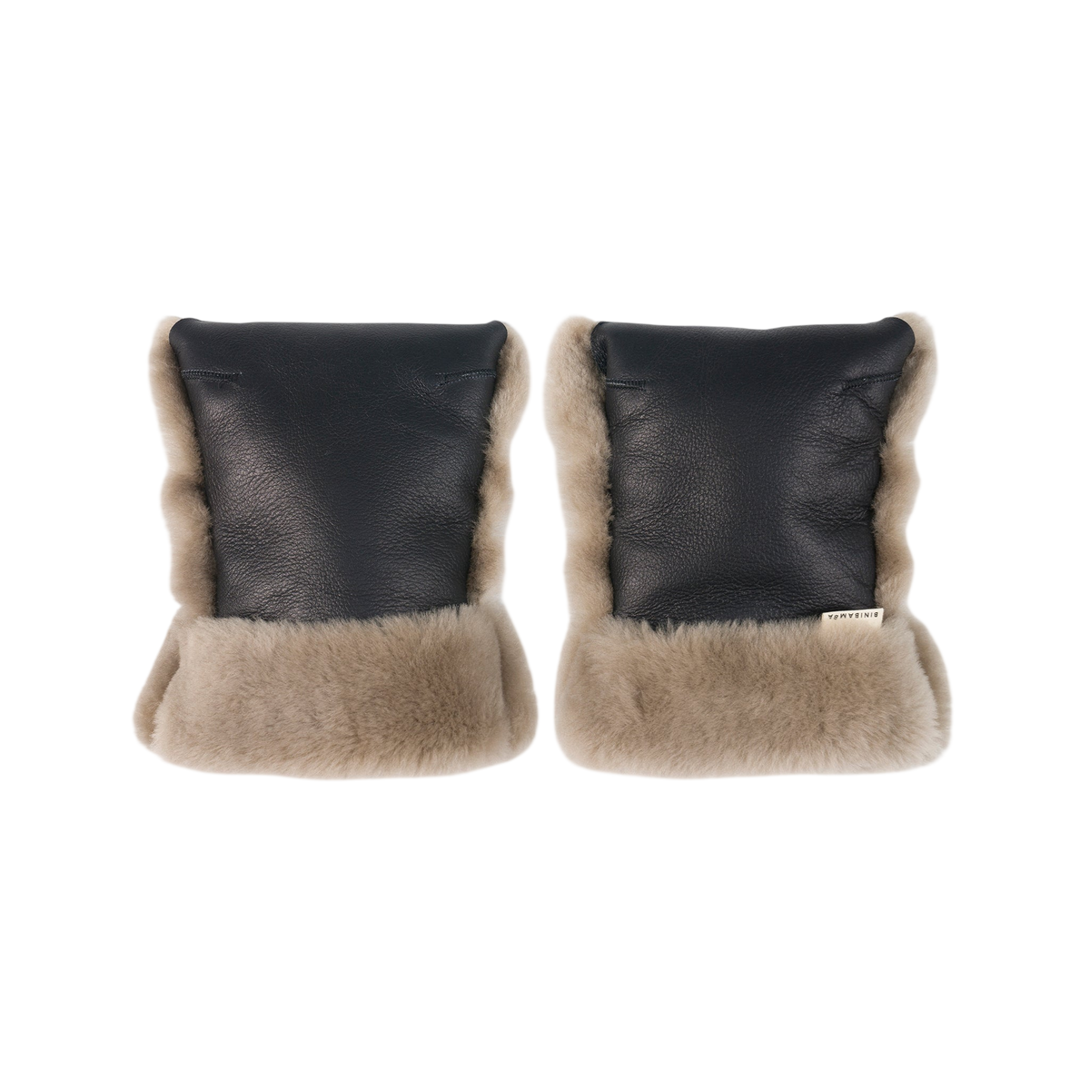 Binibamba Stroller Mittens, Sheepskin, Noir + Toast