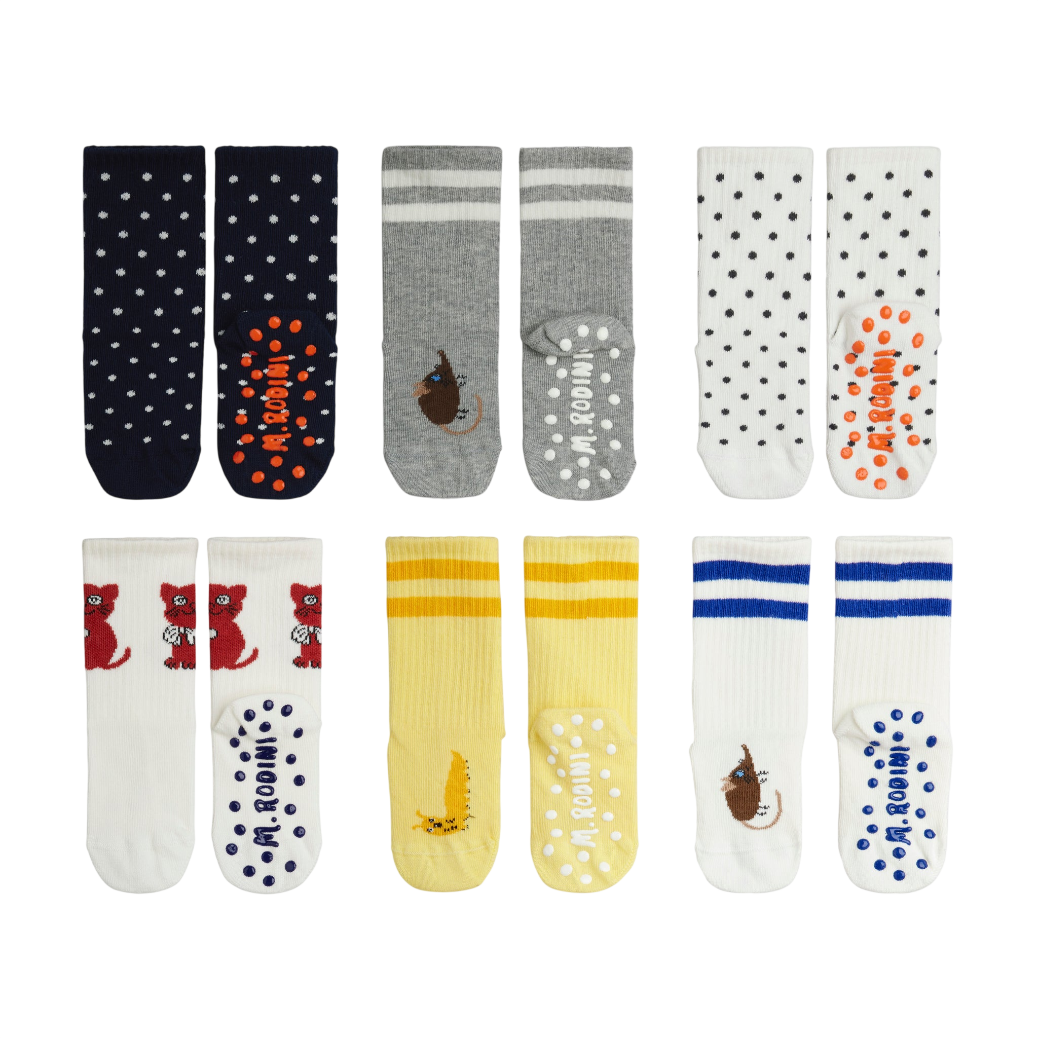 Kitten 6-Pack Anti-Slip Socks, Assorted Colors / Kitten 6-Pack Anti-Slip Socks, Assorted Colors