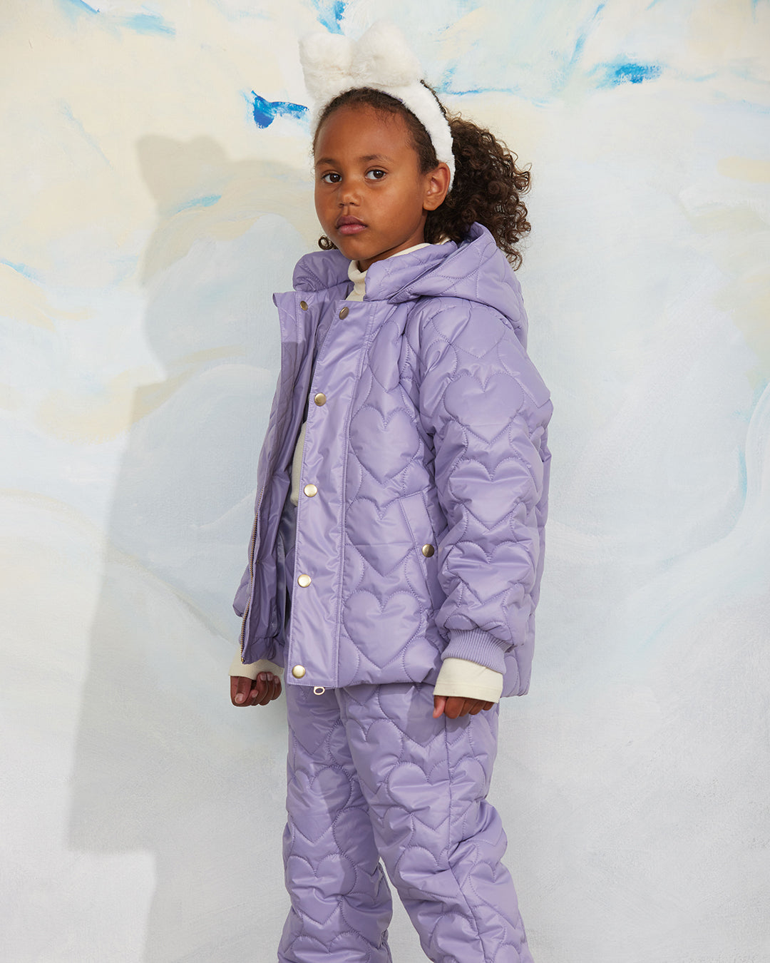 Heart Limited Stock Purple Puffer Jacket / Heart Quilted Hooded Puffer Limited Stock Purple