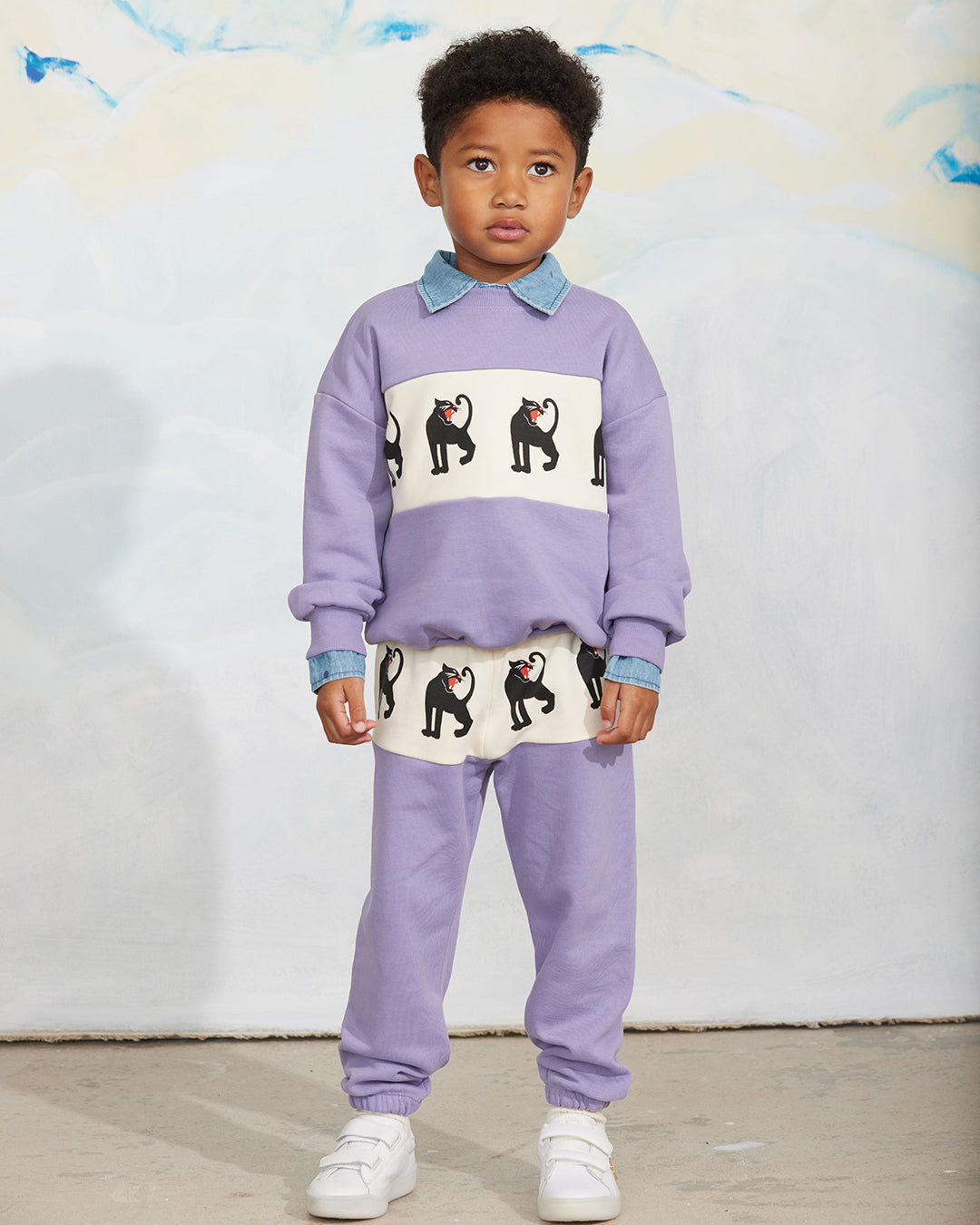 Panther Panel Sweatshirt, Purple / Panther Panel Sweatshirt, Purple