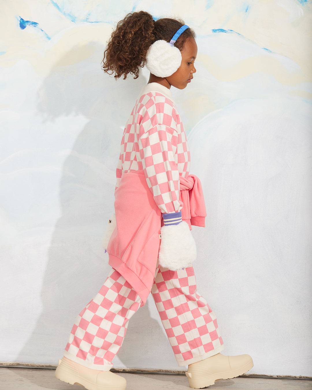 Chess Check Sweatshirt - Limited Stock - Pink / Chess Check Knitted Sweater - Limited Stock - Pink