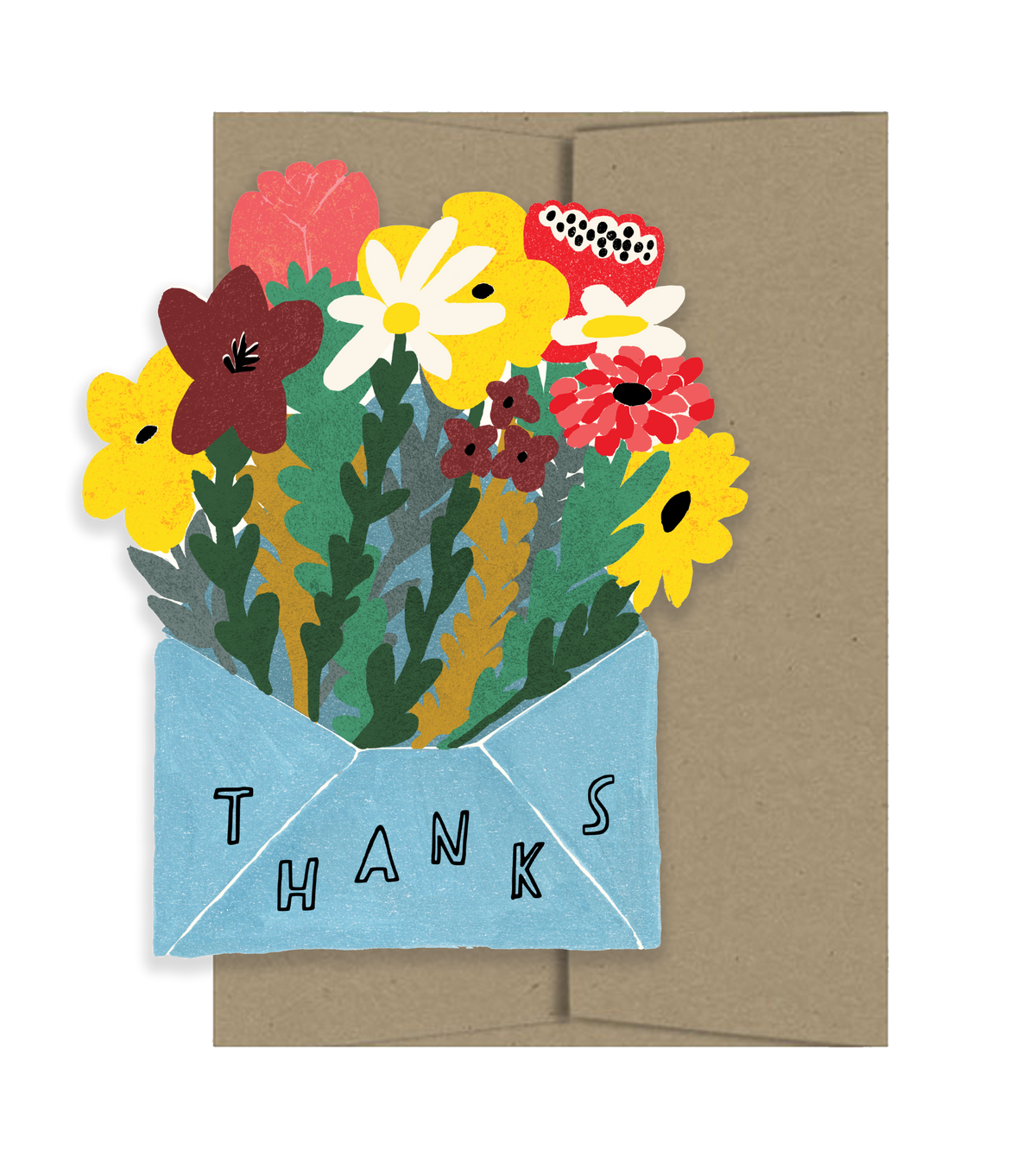 Klappkarte Danke mit Blumen