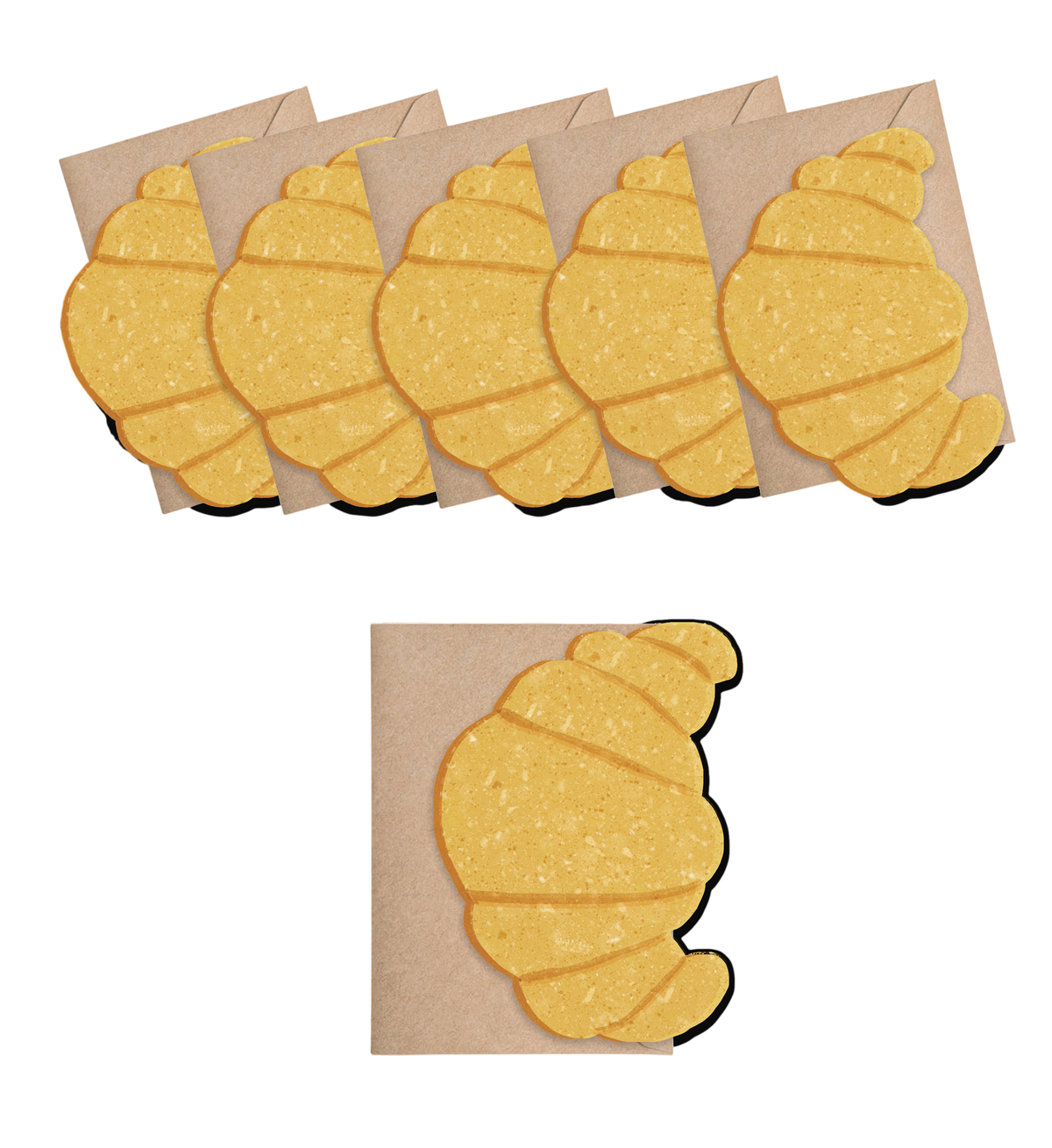 Mini-cartes pliables, motif croissant, boîte de 6