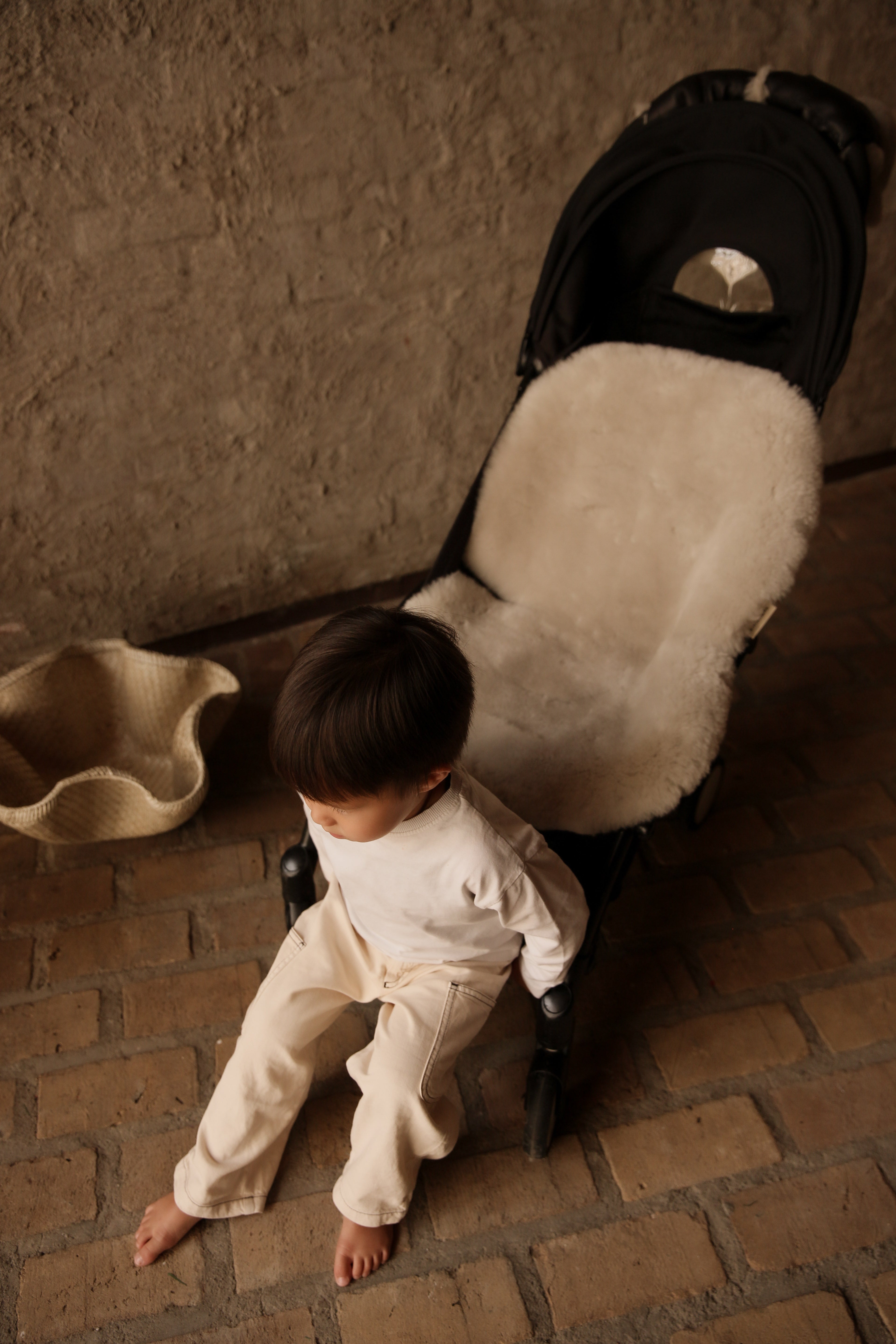 Binibamba Lammfell Sitzauflage Merino Fixed Harness Moon