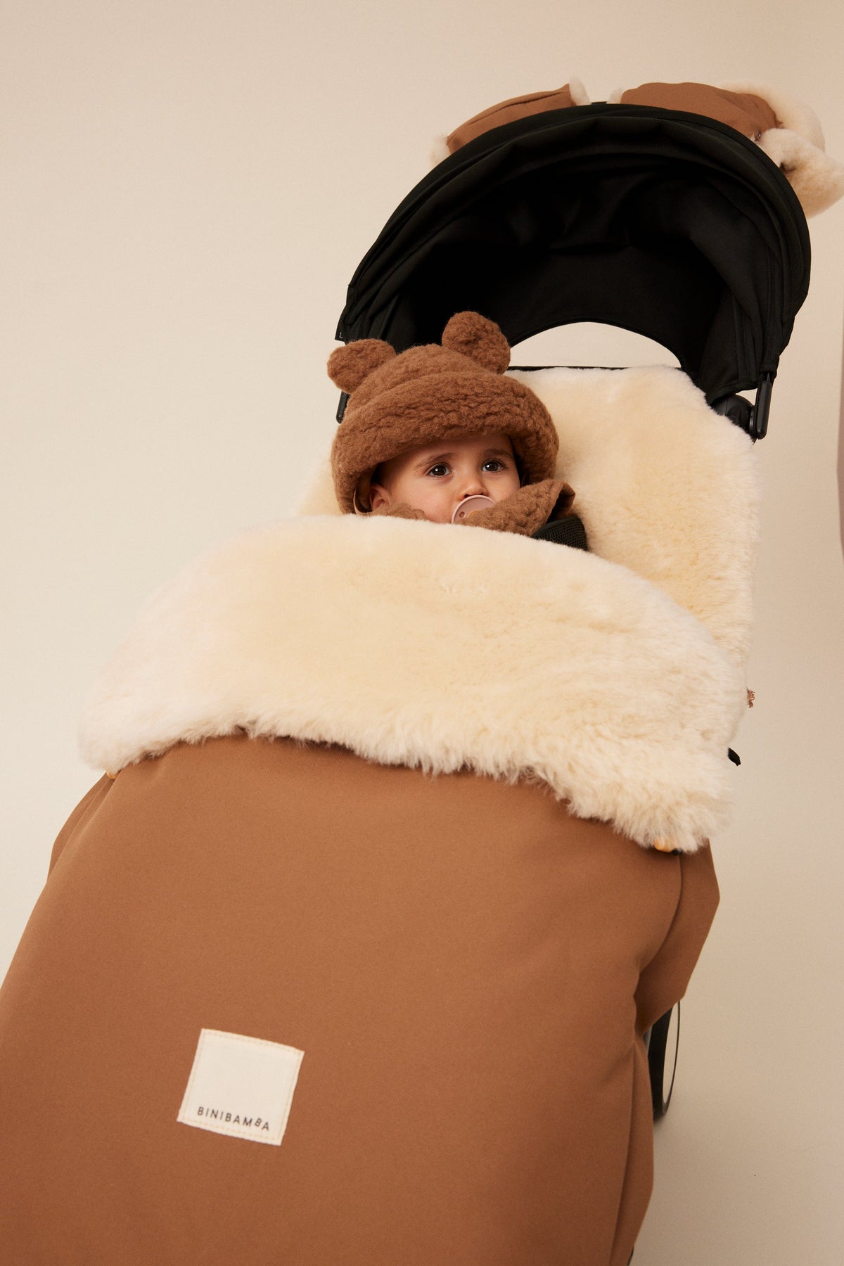 Binibamba Stroller Gloves, Sheepskin Outer, Bruno