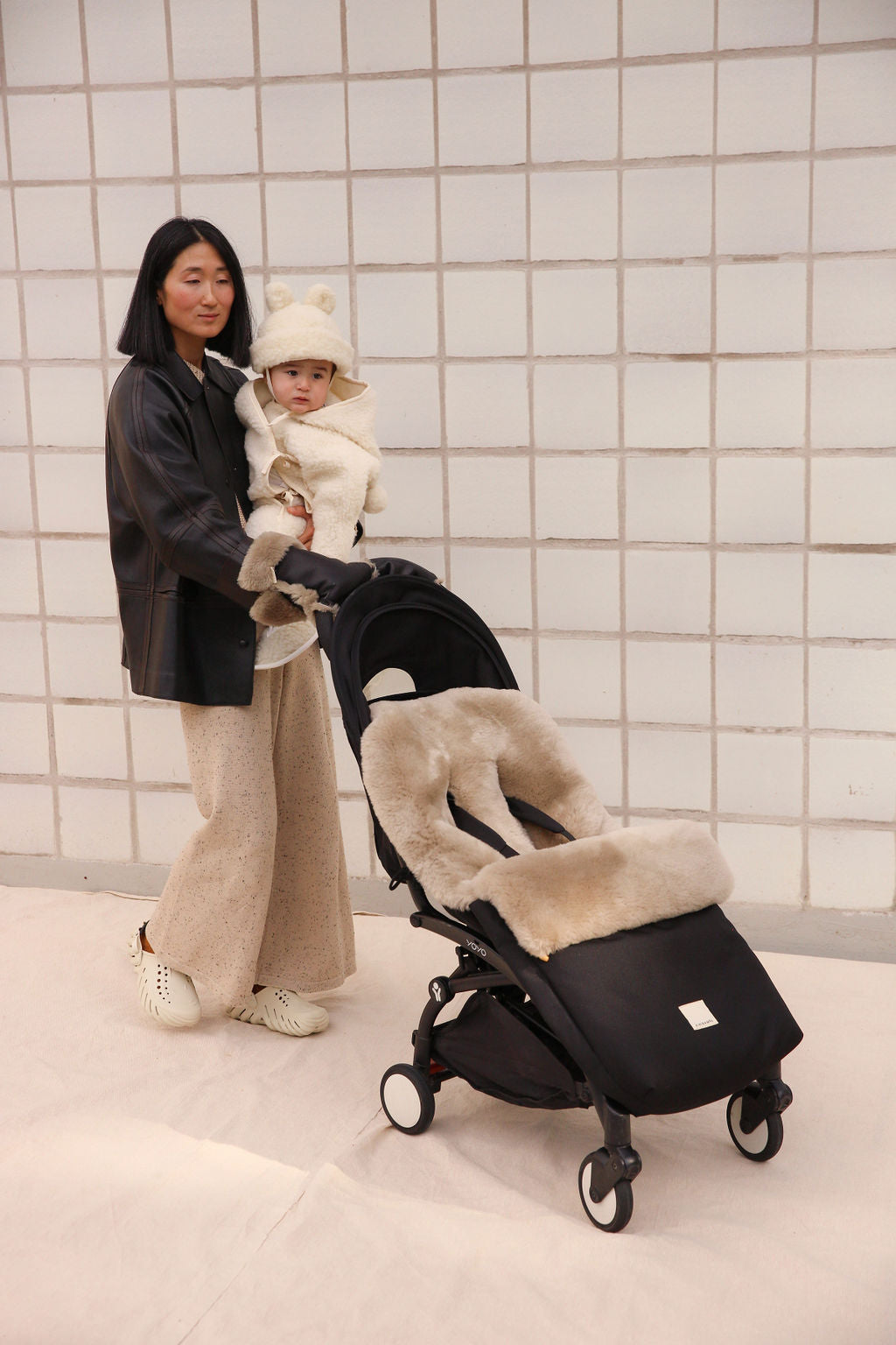 Binibamba Lambskin Seat Pad for Strollers, Toast