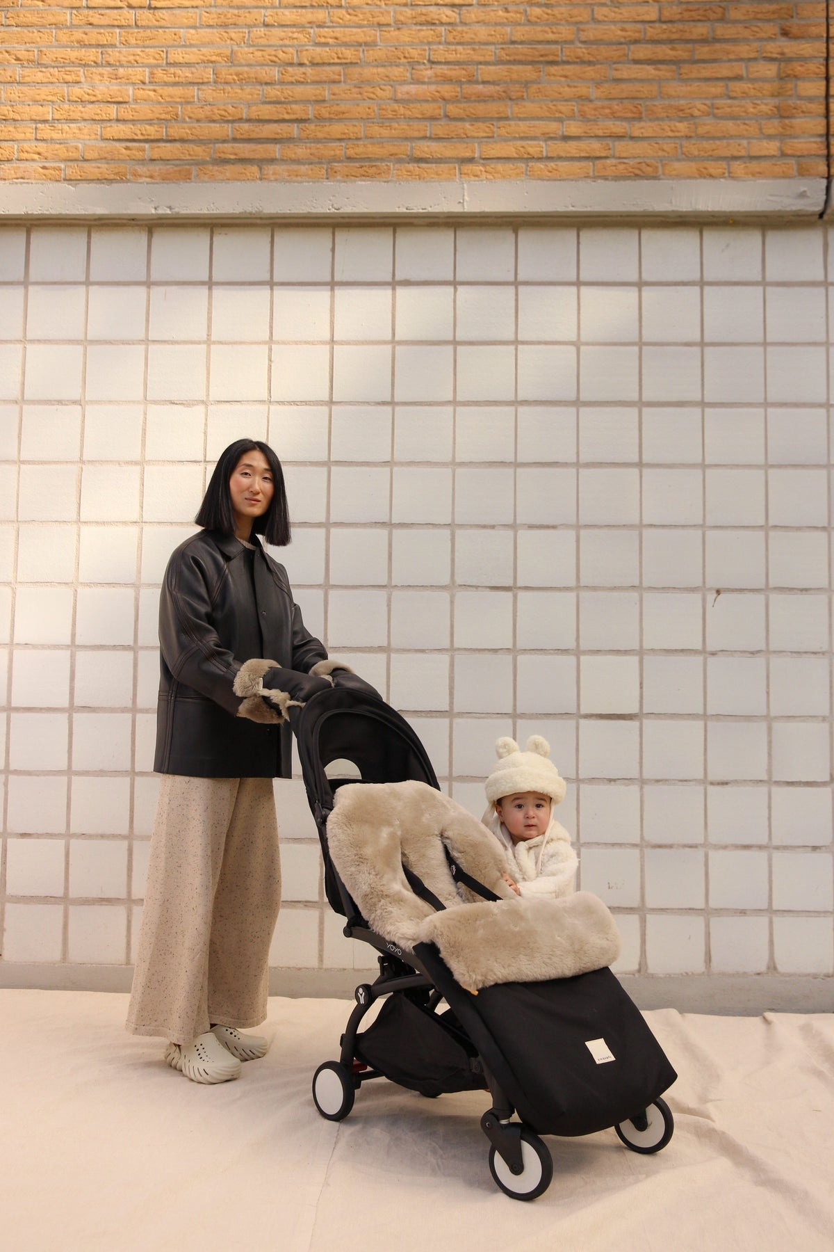 Binibamba Lambskin Seat Pad for Strollers, Toast