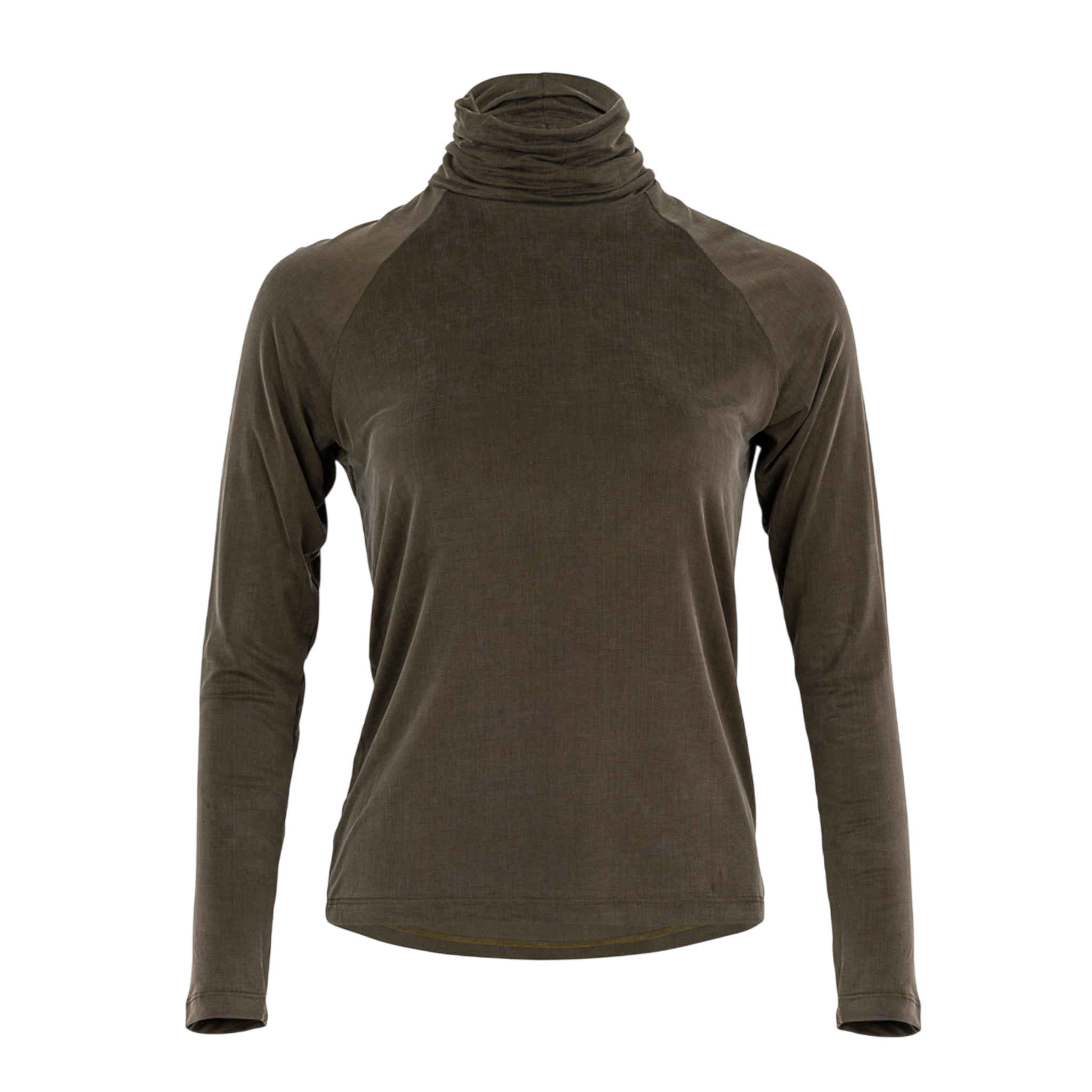 Pull à col roulé en cupro, couleur olive poussiéreuse