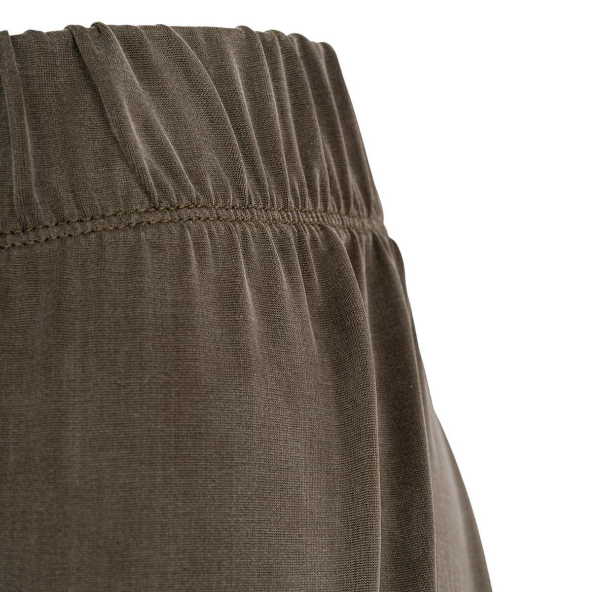 Pantalon taille haute en cupro, couleur olive poussiéreuse