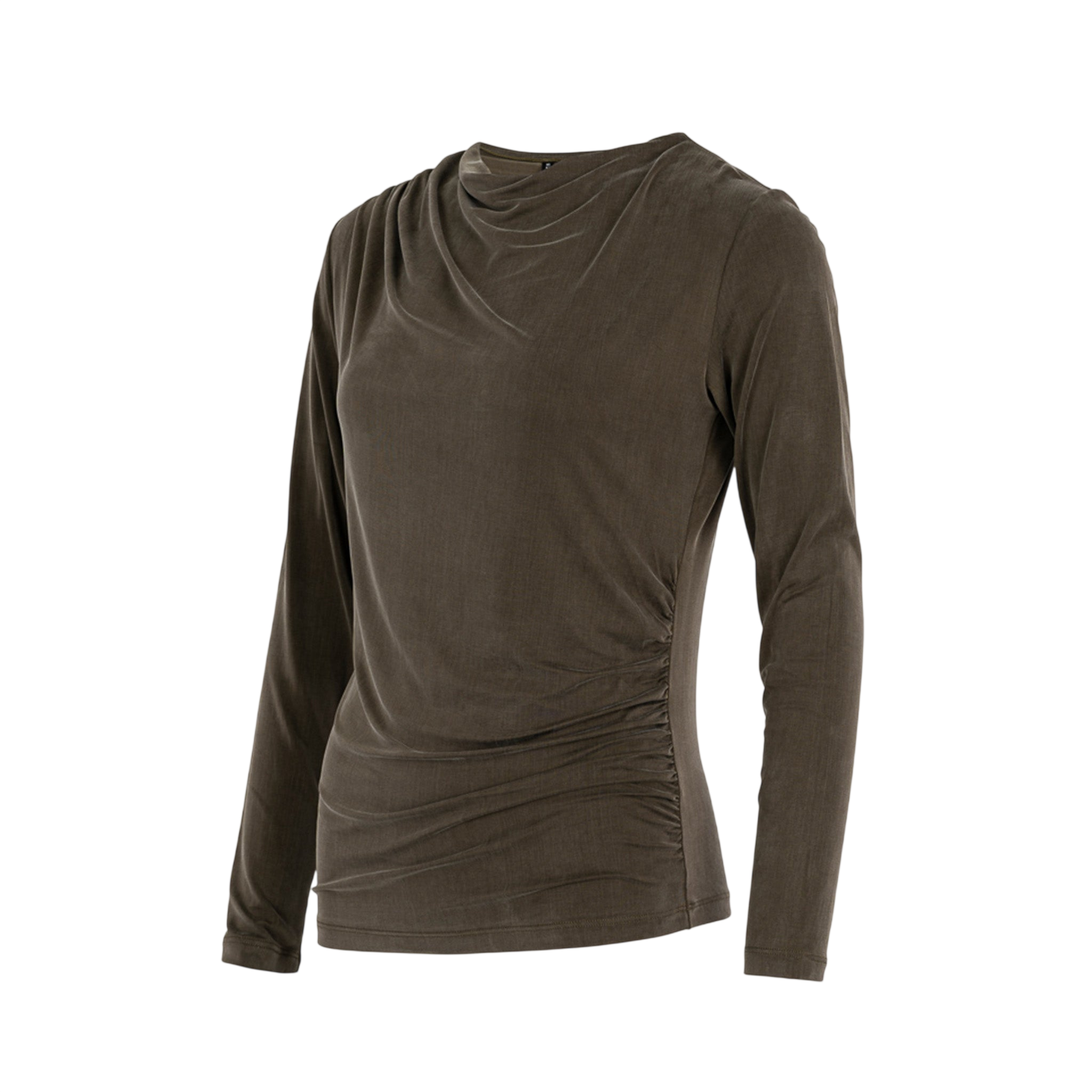 Langarmshirt Cupro Draped Dusty Olive