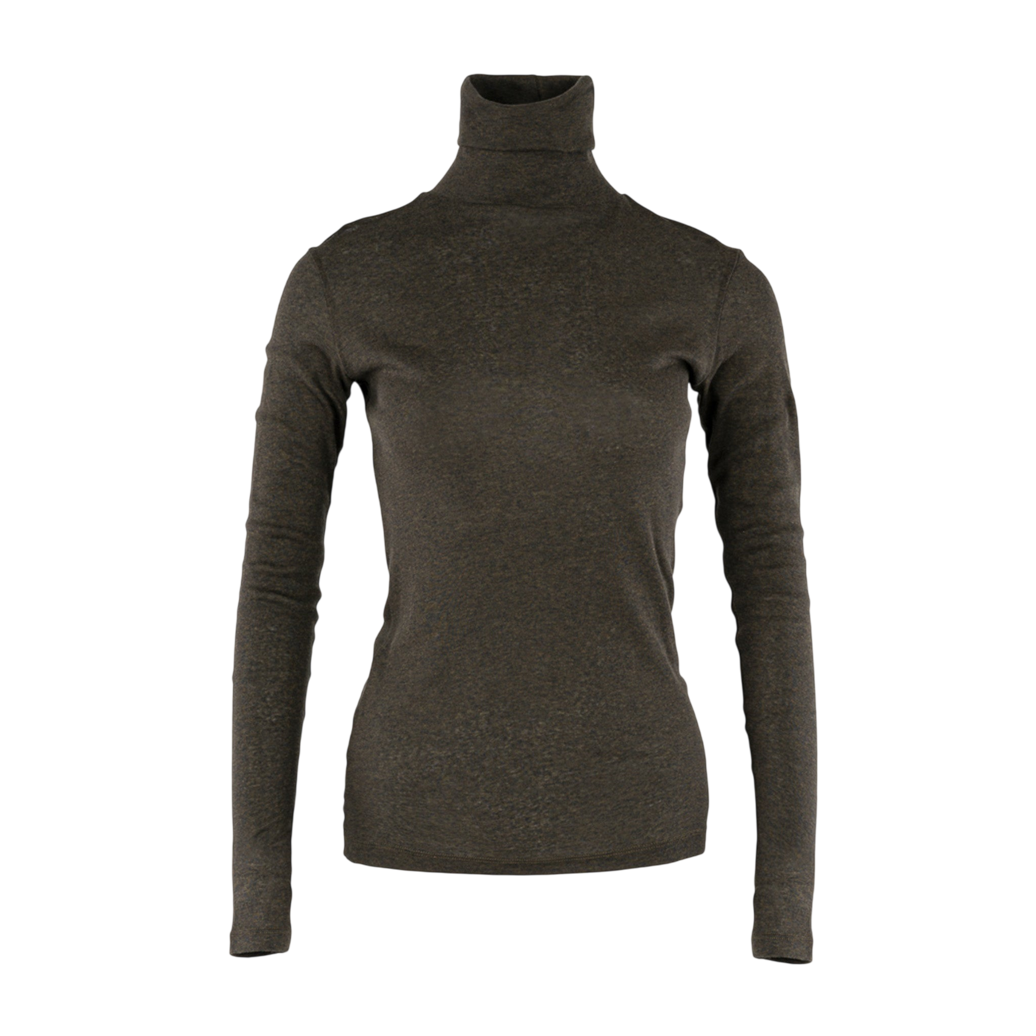 Pull à col roulé « Light Cotton » à col tube, couleur olive chiné