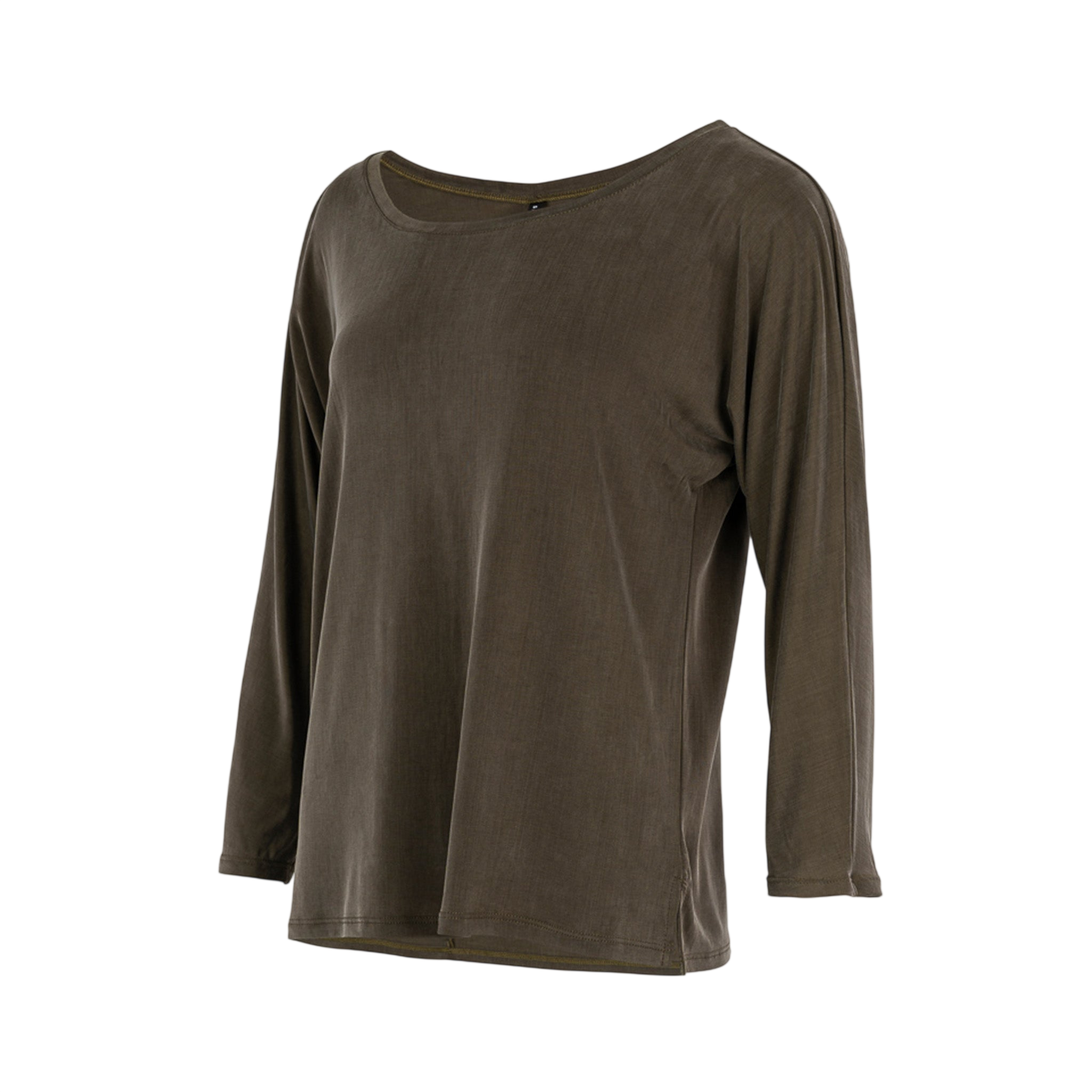 T-shirt à col rond Cupro, couleur olive poussiéreuse