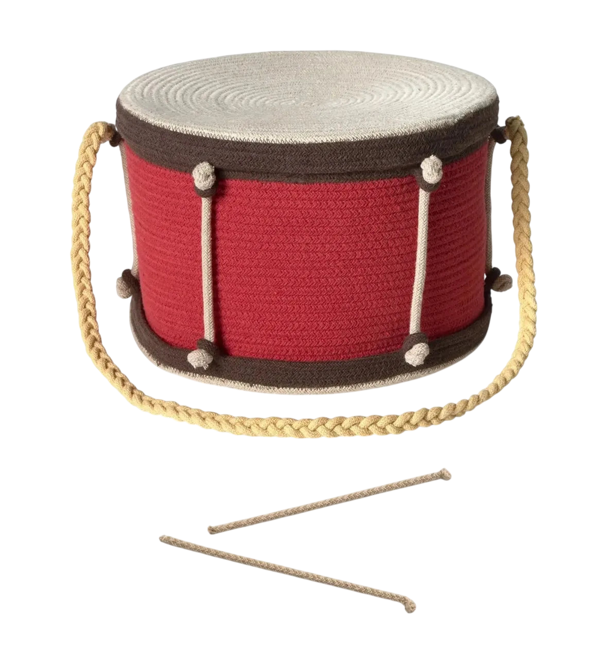 Wicker Drum - Red, Natural