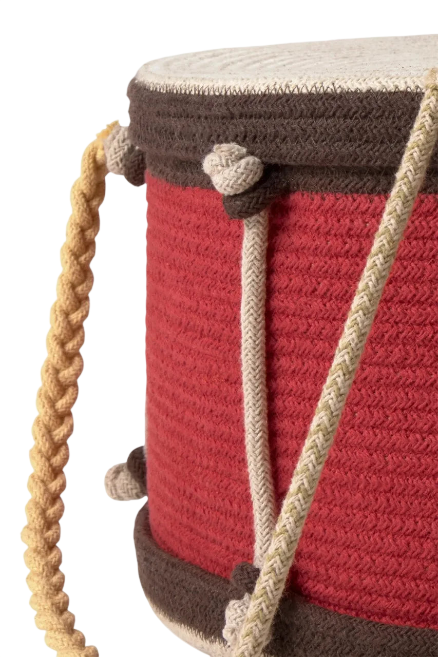 Wicker Drum - Red, Natural