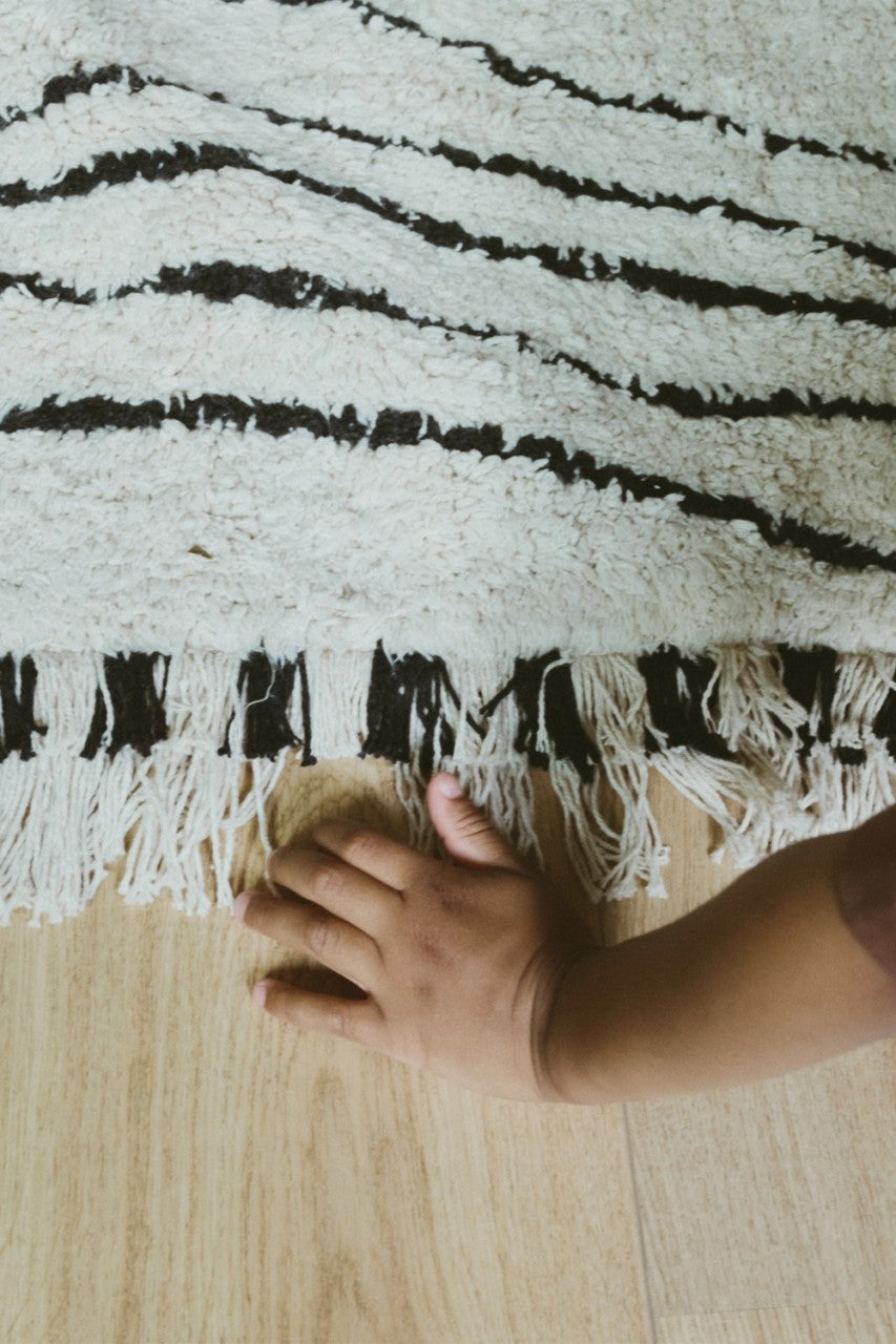 Washable Play Mat with Musical Notes - Natural, Black