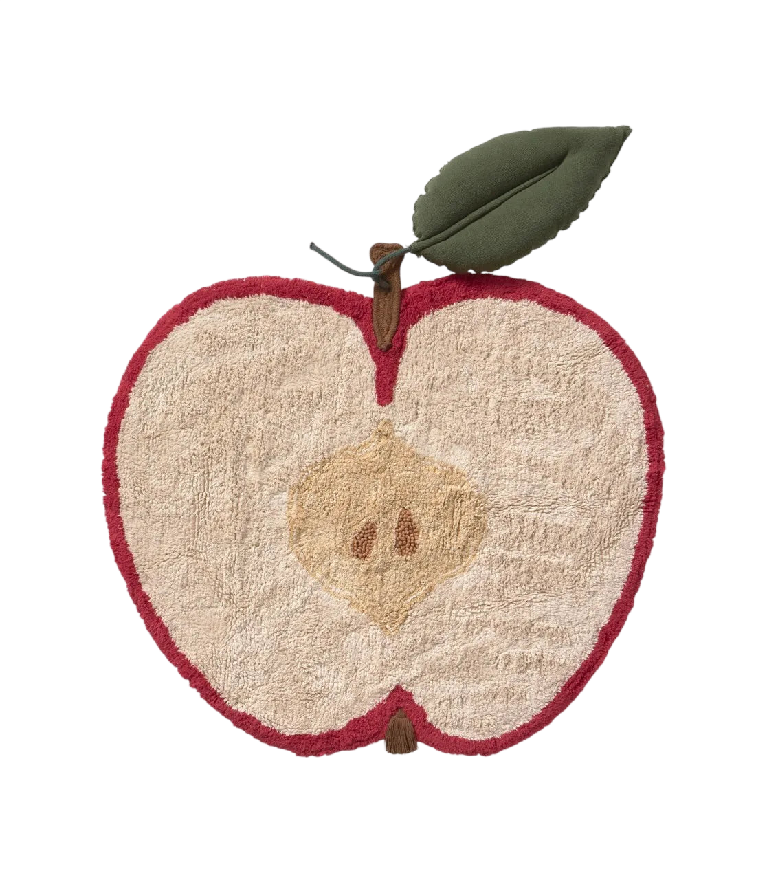 Washable Apple Rug - Red, Natural