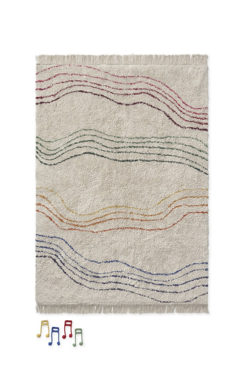 Washable Play Mat with Musical Notes - Natural, Multi-Color