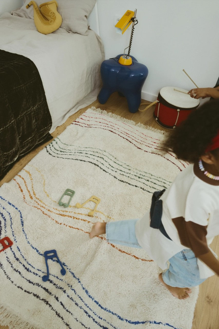 Washable Play Mat with Musical Notes - Natural, Multi-Color
