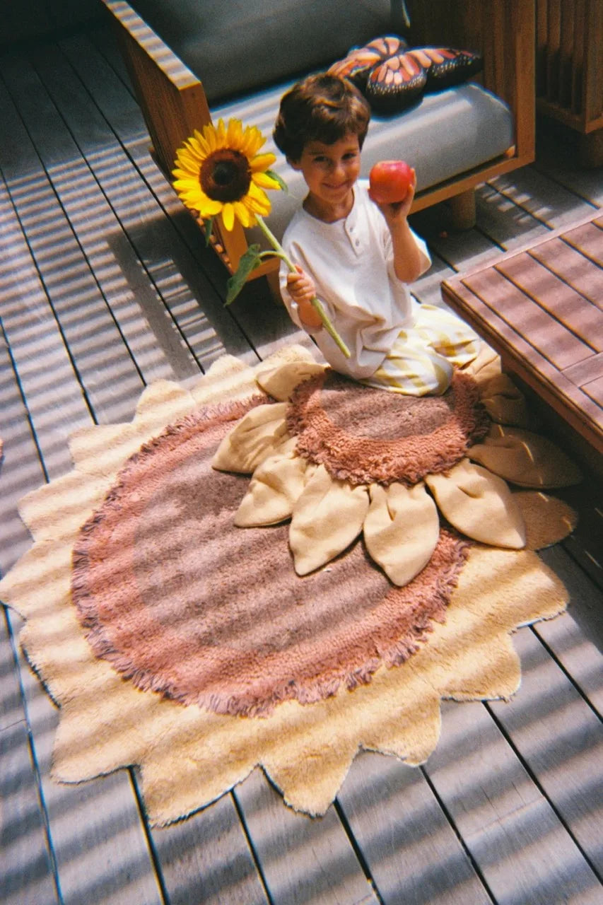 Washable Sunflower Rug - Honey, Chestnut