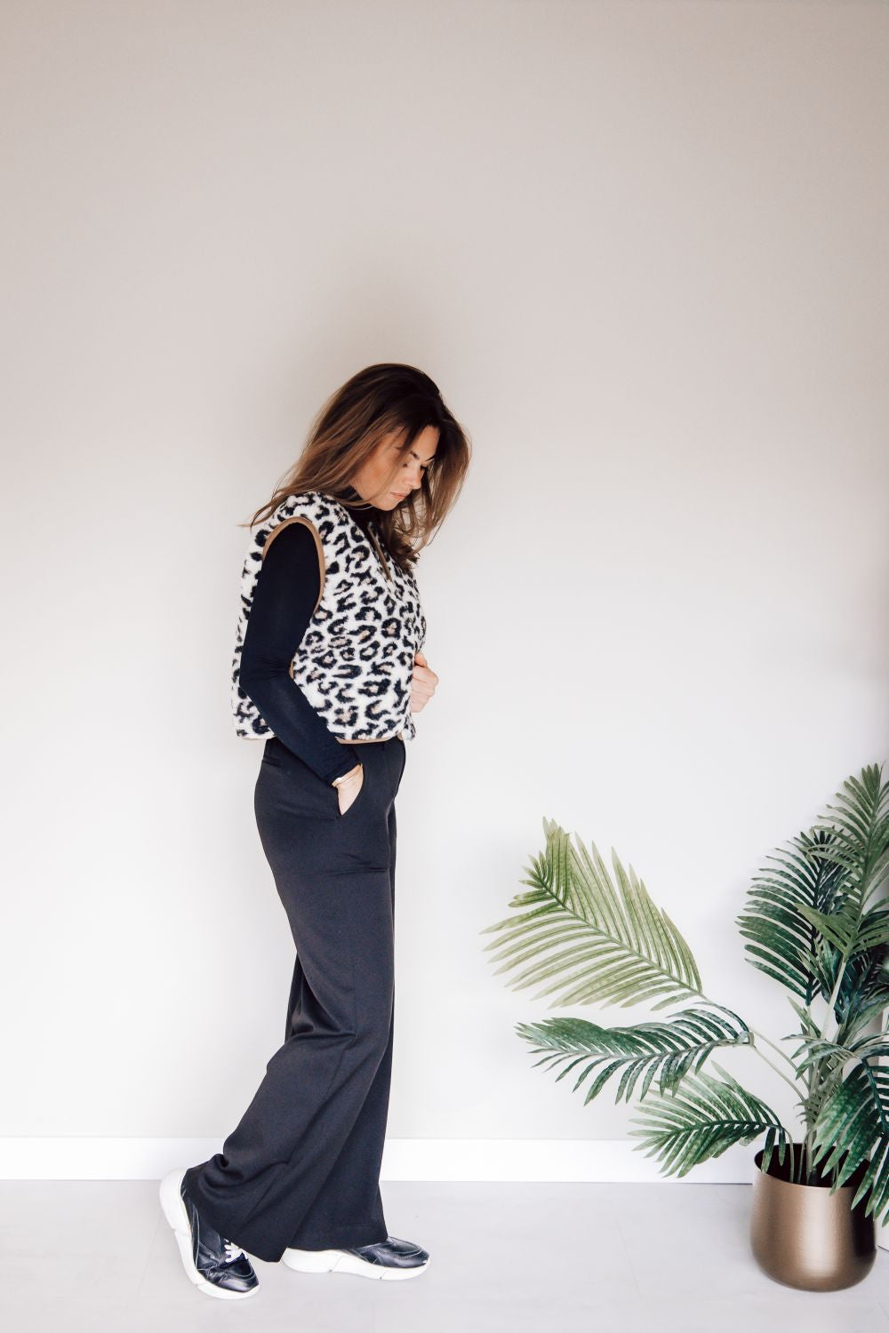 Adult Bio-Wollweste Camino Leopard Light