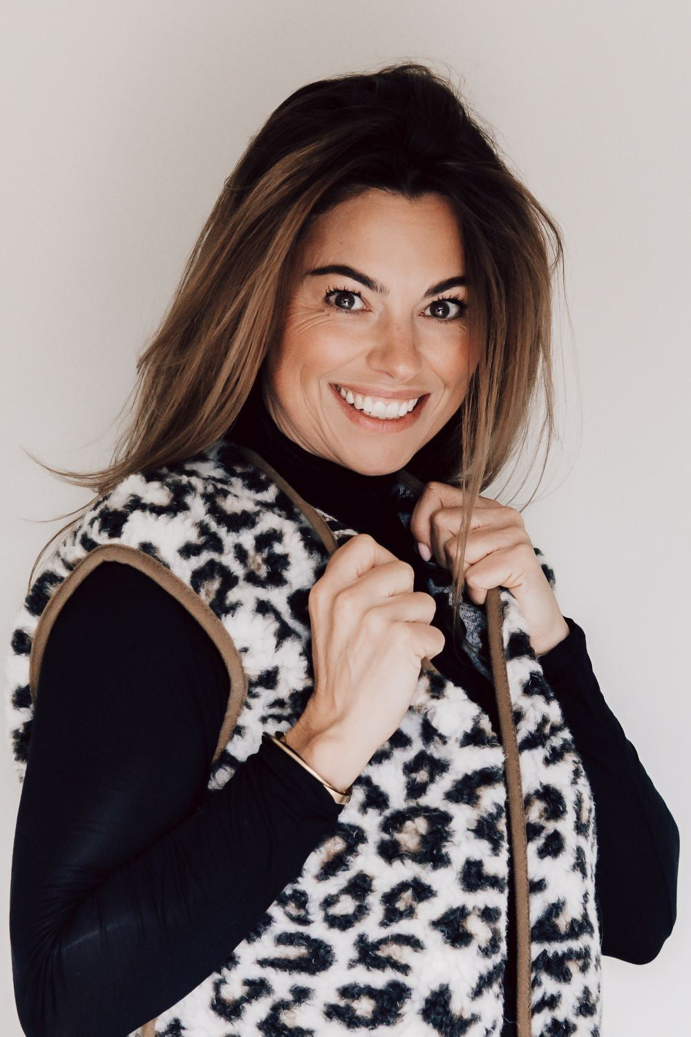 Adult Bio-Wollweste Camino Leopard Light